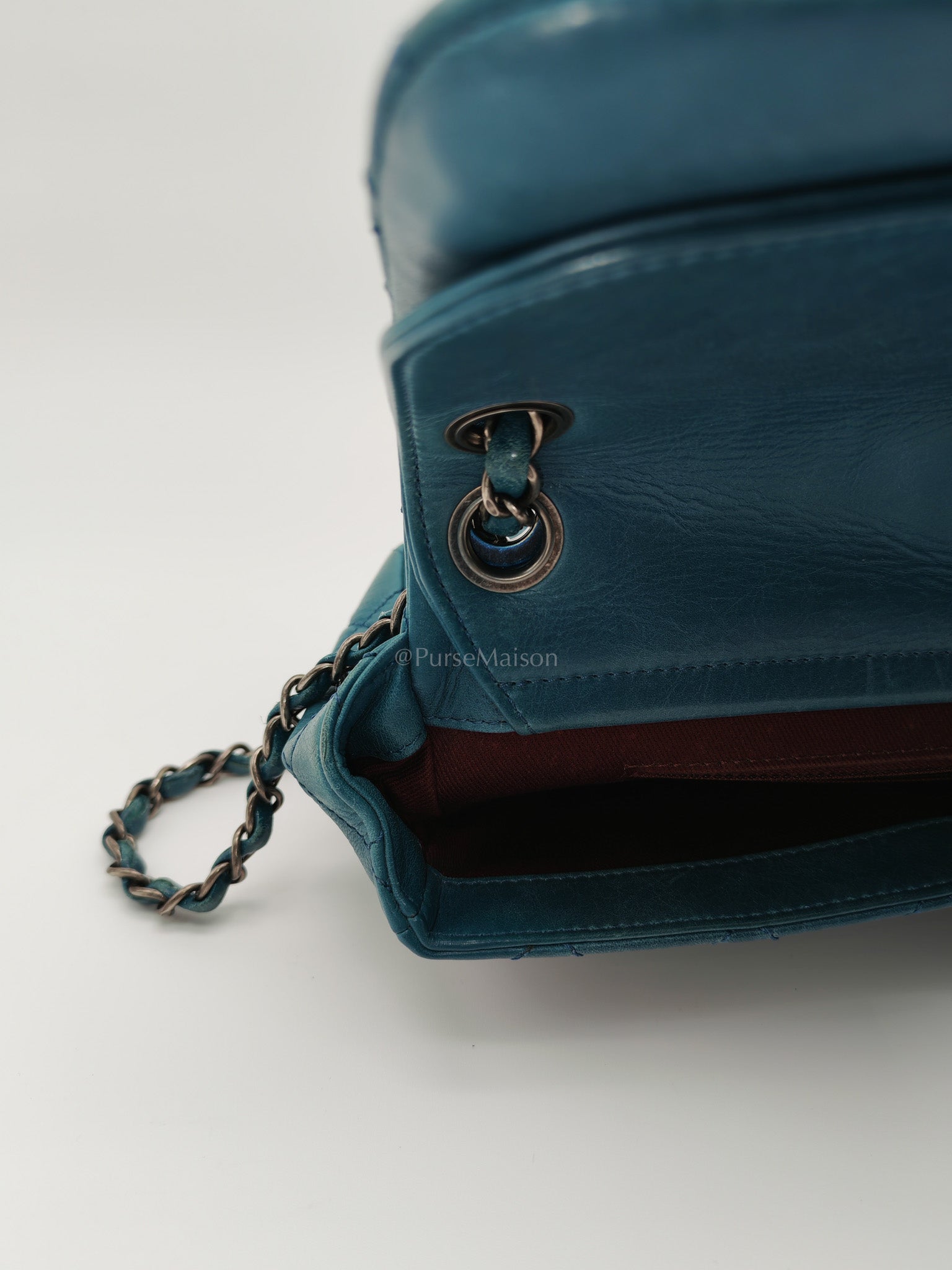Paris Dallas CC Double Flap in Turquoise Quilted Calfskin Leather Ruthenium Hardware (Series 19) | Purse Maison Luxury Bags Shop