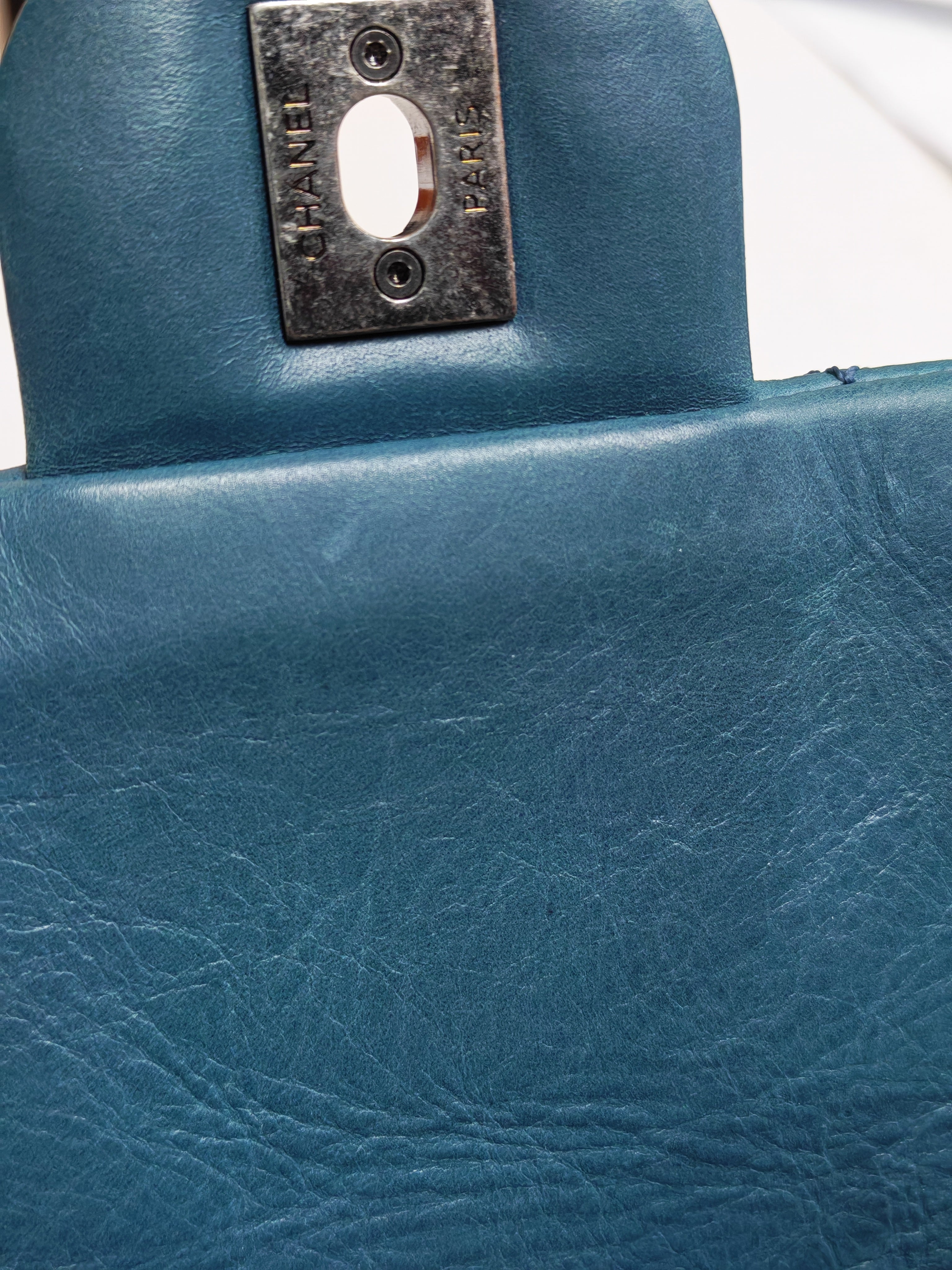 Paris Dallas CC Double Flap in Turquoise Quilted Calfskin Leather Ruthenium Hardware (Series 19) | Purse Maison Luxury Bags Shop