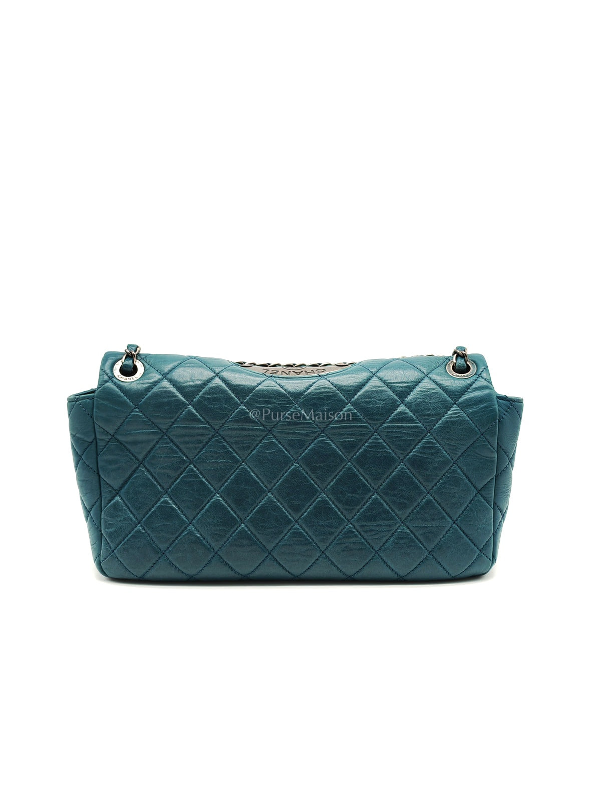 Paris Dallas CC Double Flap in Turquoise Quilted Calfskin Leather Ruthenium Hardware (Series 19) | Purse Maison Luxury Bags Shop