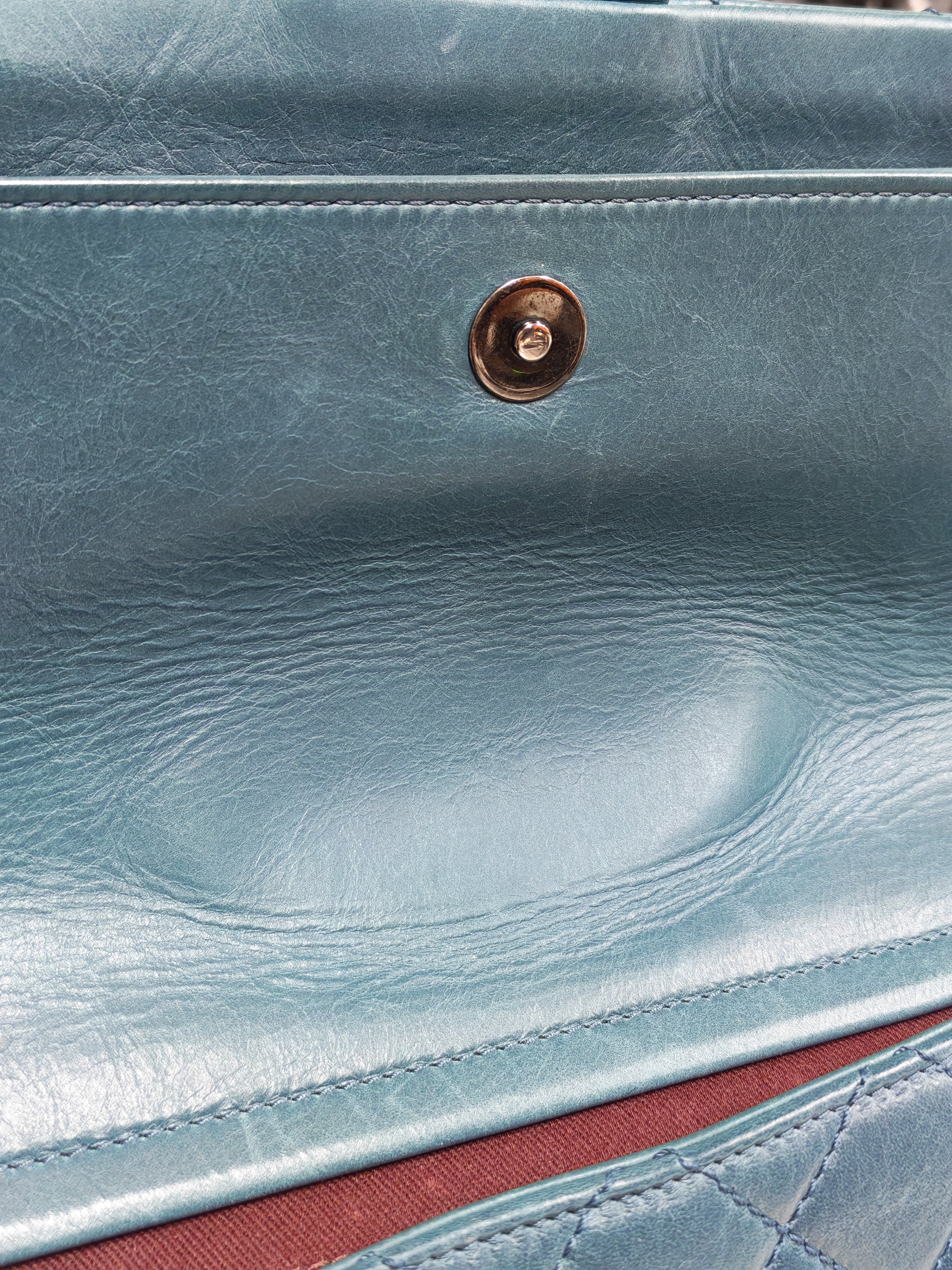 Paris Dallas CC Double Flap in Turquoise Quilted Calfskin Leather Ruthenium Hardware (Series 19) | Purse Maison Luxury Bags Shop