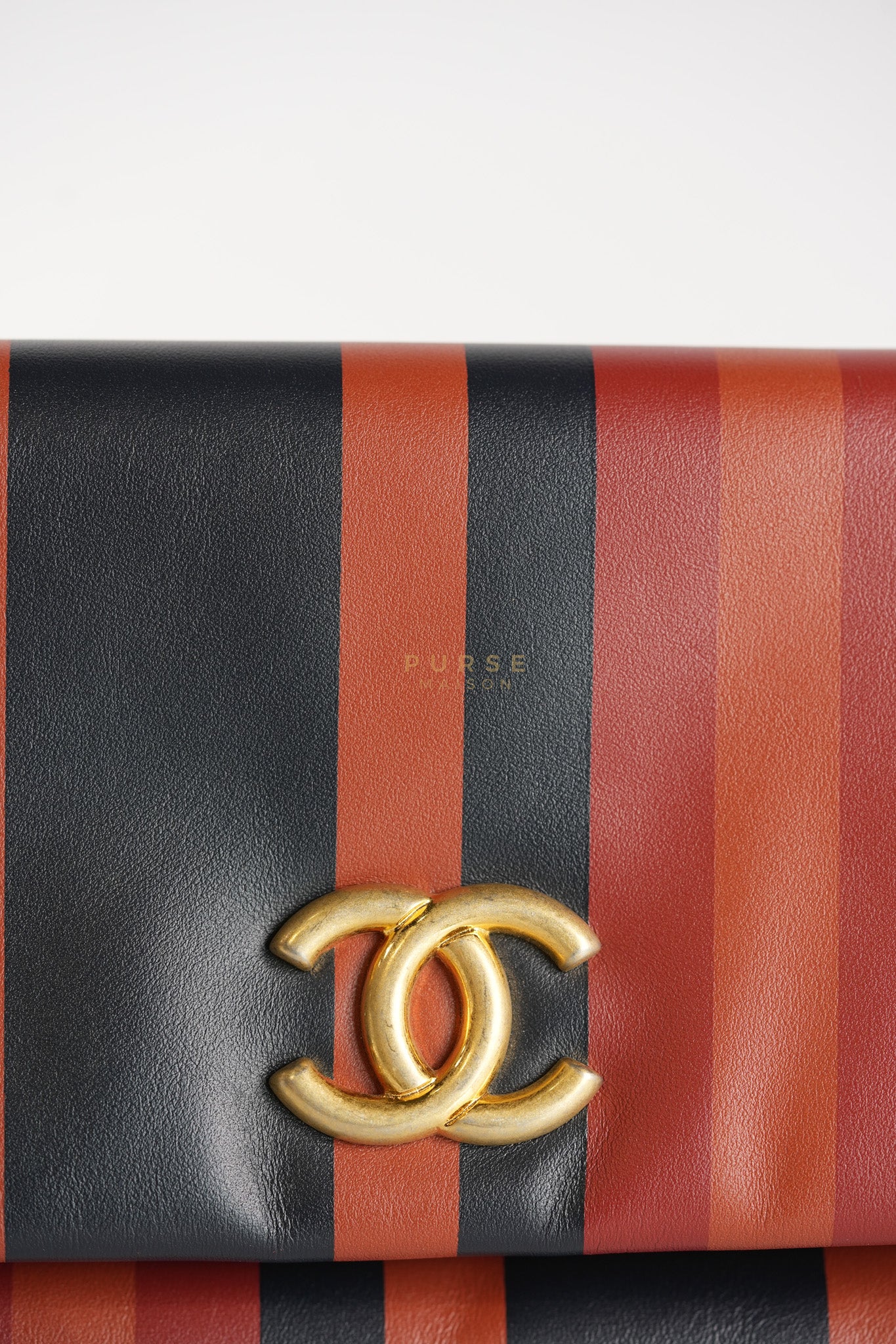 Paris-Greece Striped Foldover Clutch (Series 25) | Purse Maison Luxury Bags Shop