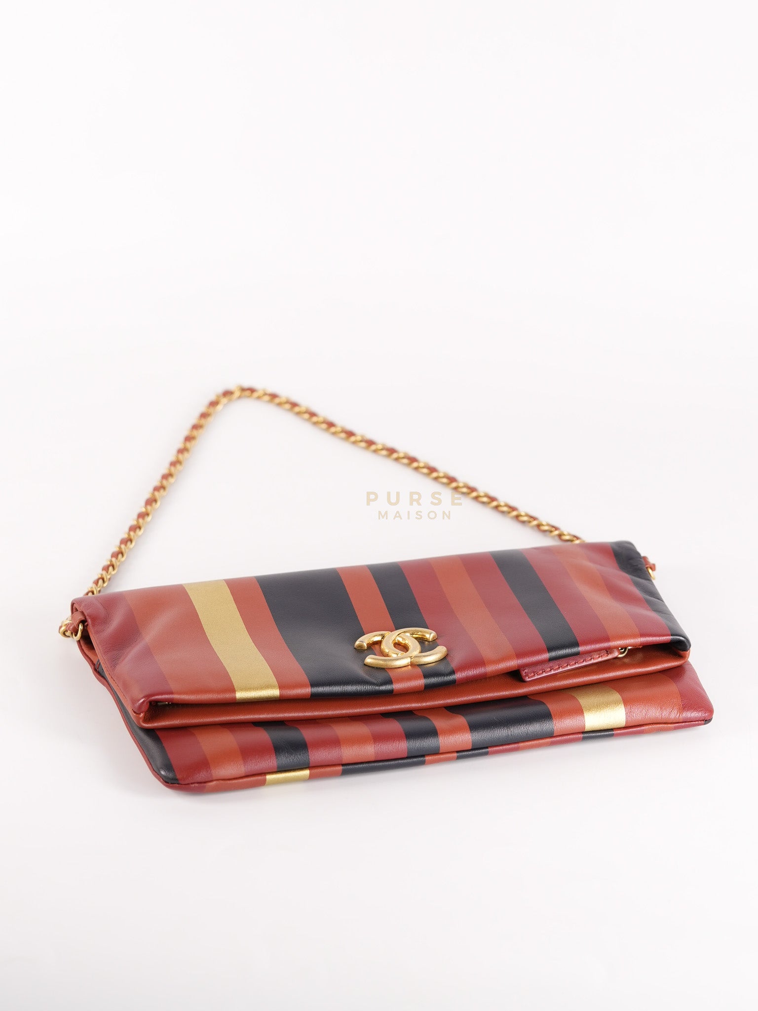Paris-Greece Striped Foldover Clutch (Series 25) | Purse Maison Luxury Bags Shop
