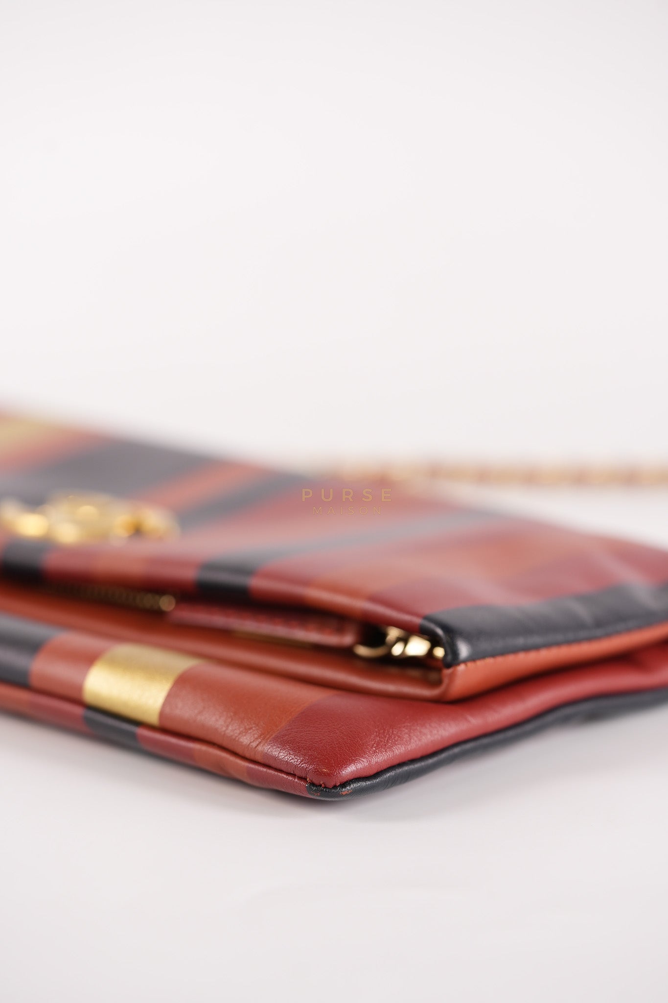 Paris-Greece Striped Foldover Clutch (Series 25) | Purse Maison Luxury Bags Shop