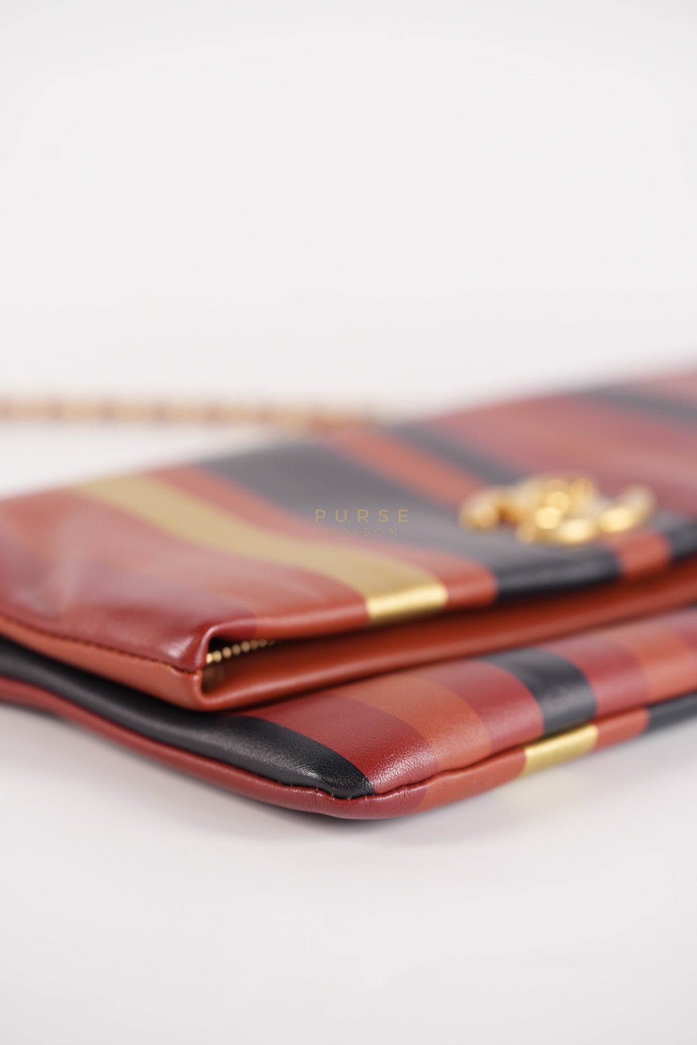 Paris-Greece Striped Foldover Clutch (Series 25) | Purse Maison Luxury Bags Shop