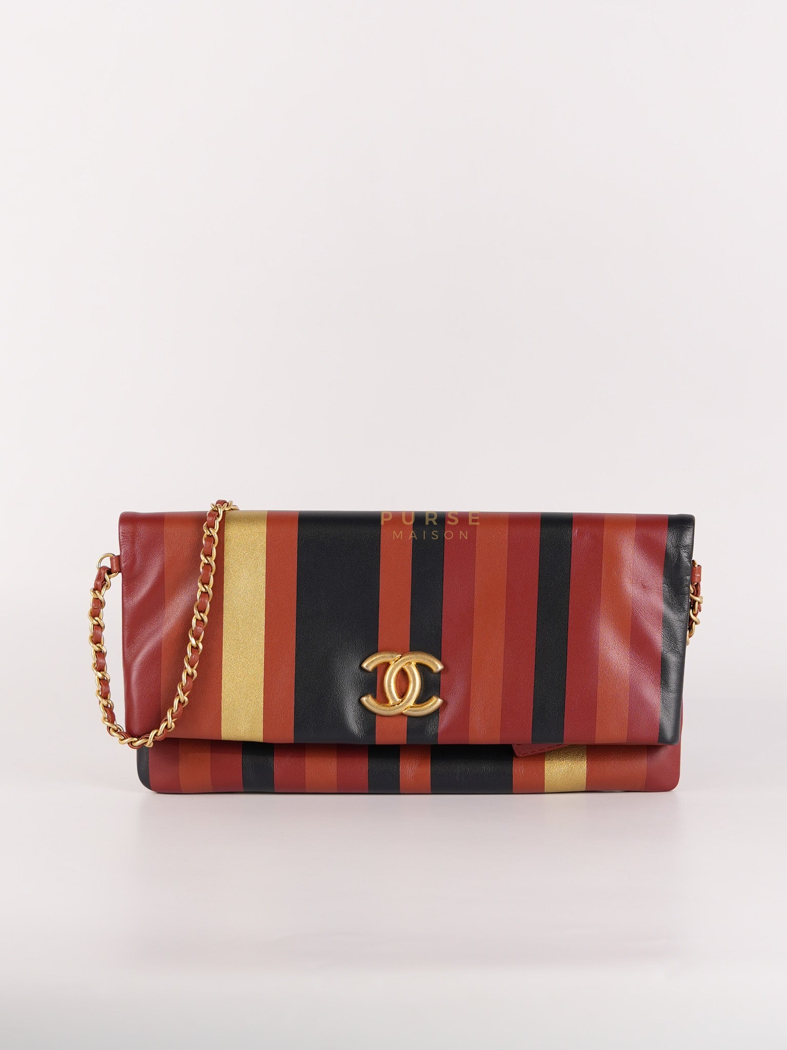 Paris-Greece Striped Foldover Clutch (Series 25) | Purse Maison Luxury Bags Shop