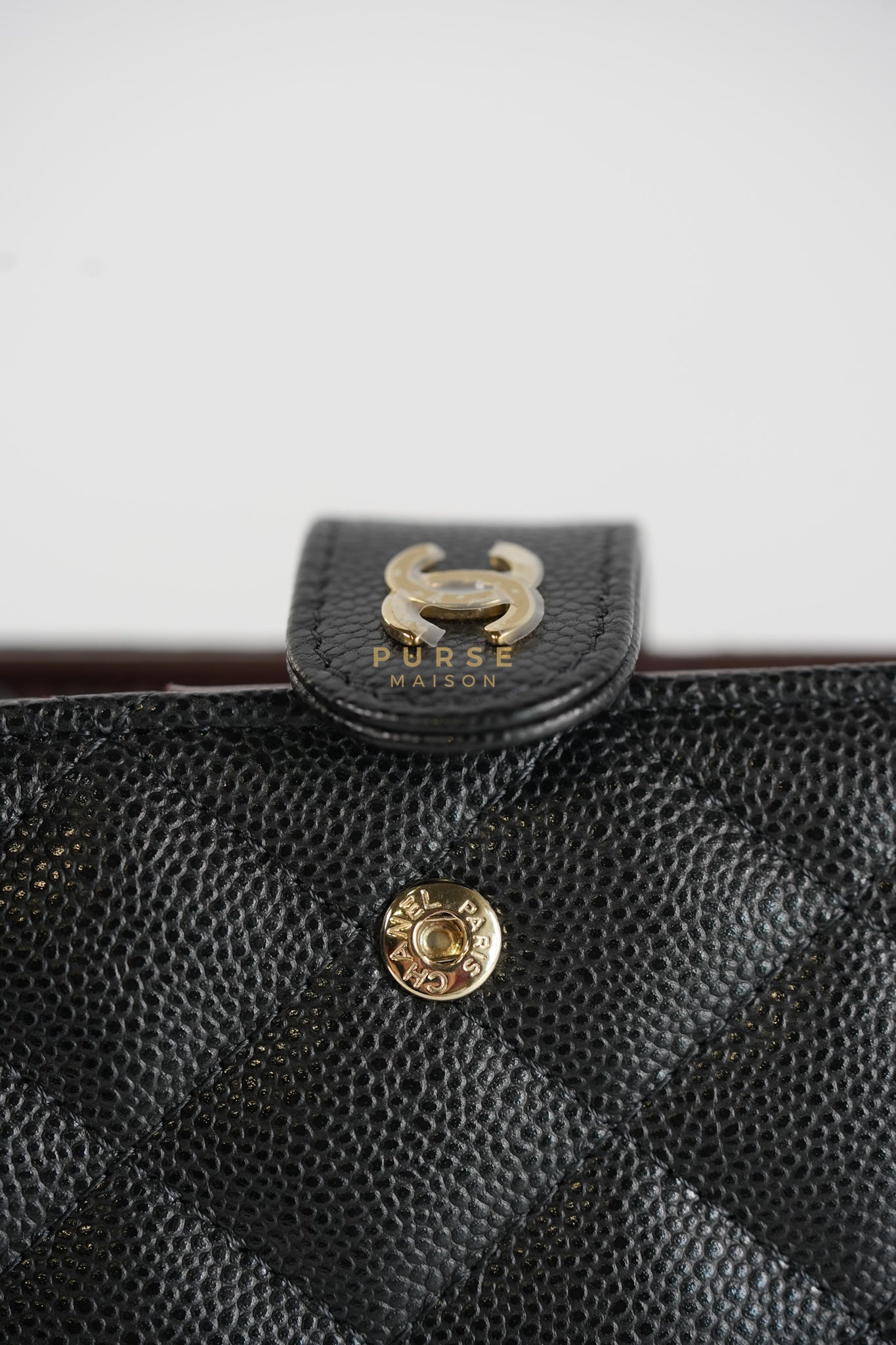 Passport Holder Black Caviar Leather and Gold Hardware (Microchip) | Purse Maison Luxury Bags Shop