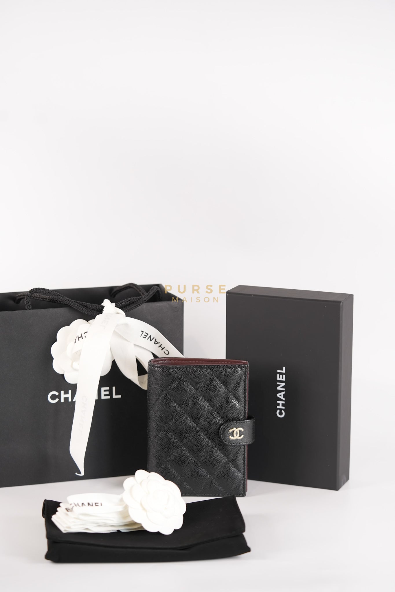 Passport Holder Black Caviar Leather and Gold Hardware (Microchip) | Purse Maison Luxury Bags Shop