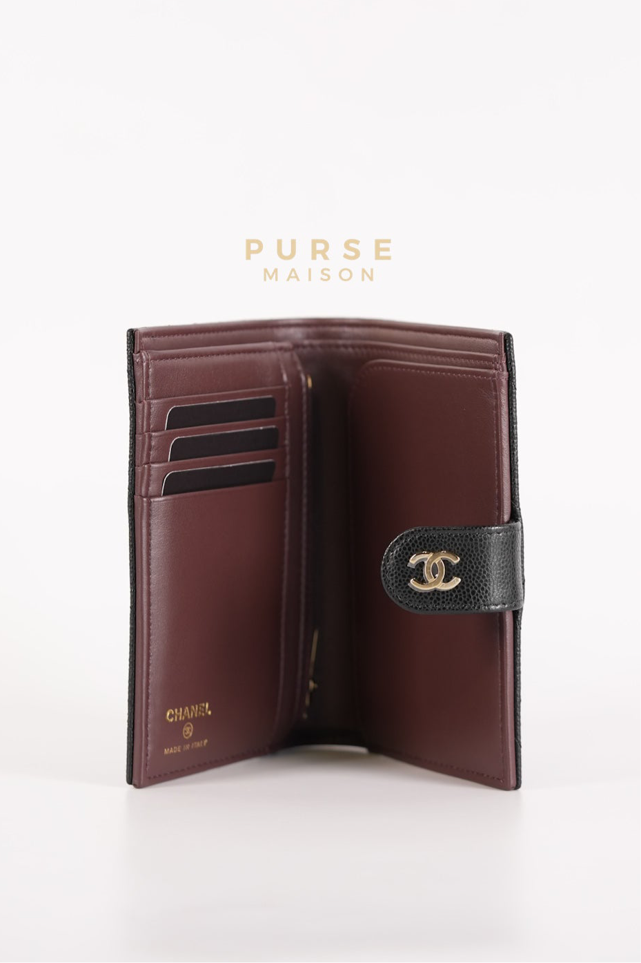 Passport Holder Black Caviar Leather and Gold Hardware (Microchip) | Purse Maison Luxury Bags Shop