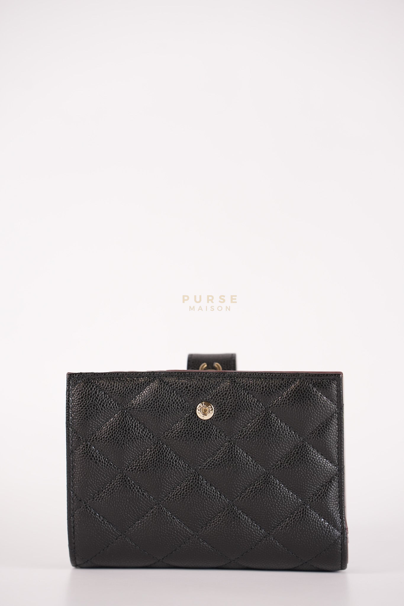 Passport Holder Black in Caviar Leather and Light Gold Hardware (Microchip) | Purse Maison Luxury Bags Shop
