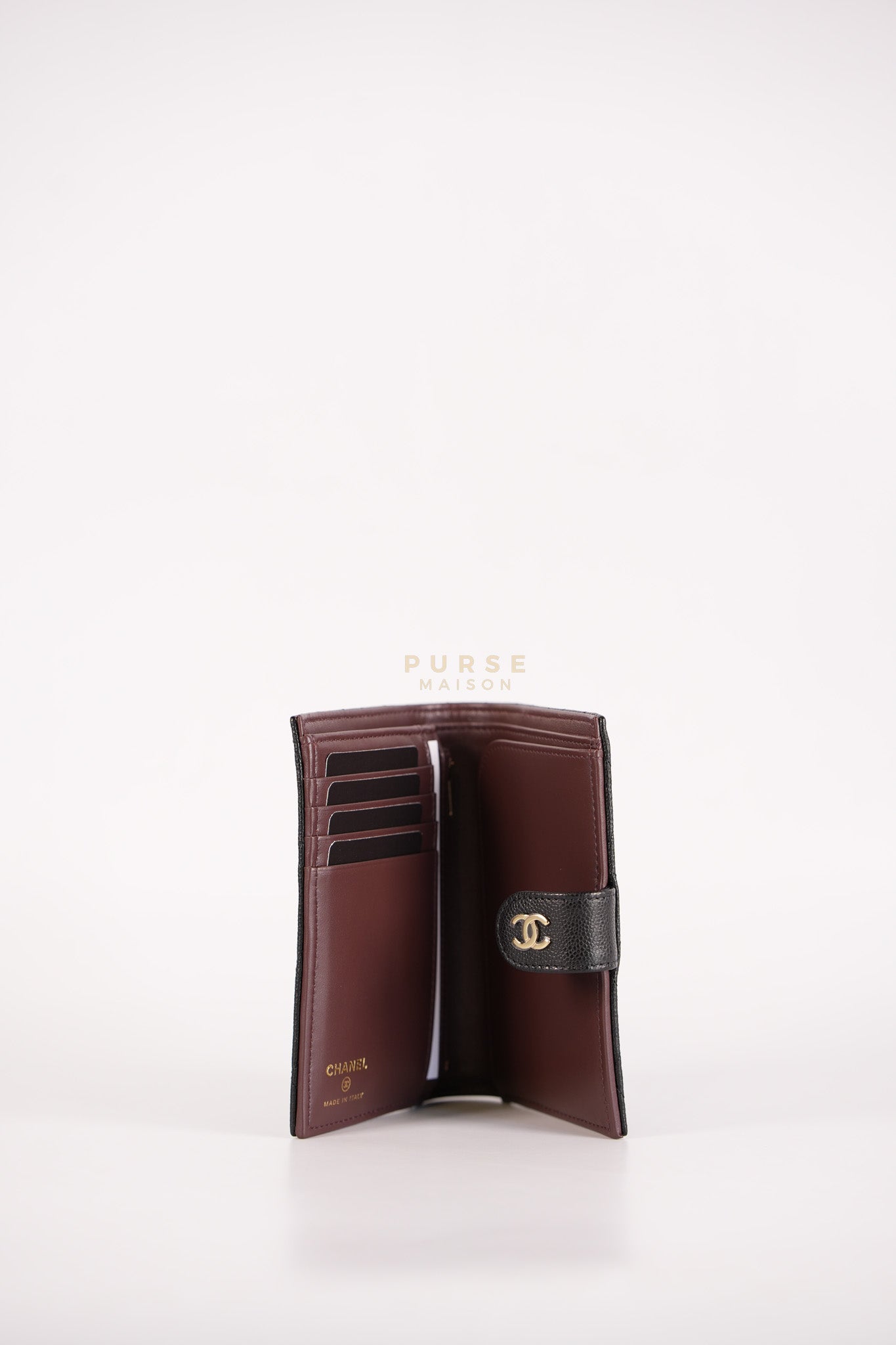 Passport Holder Black in Caviar Leather and Light Gold Hardware (Microchip) | Purse Maison Luxury Bags Shop