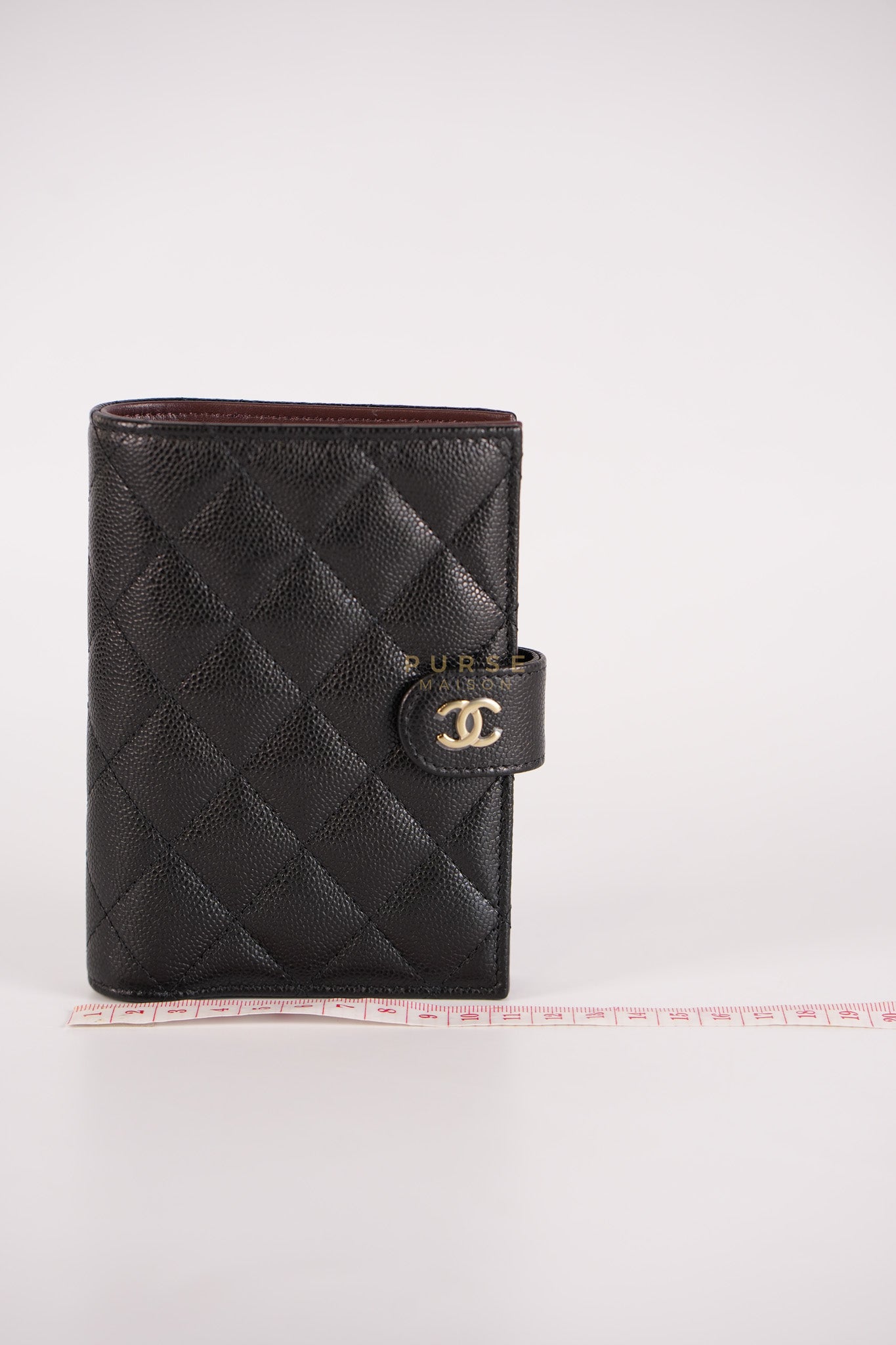 Passport Holder Black in Caviar Leather and Light Gold Hardware (Microchip) | Purse Maison Luxury Bags Shop