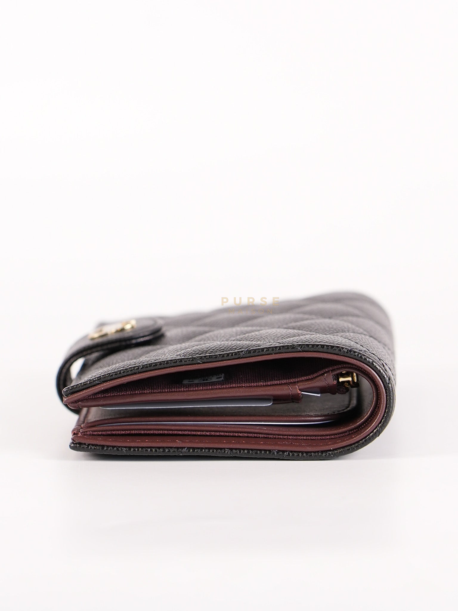 Passport Holder Black in Caviar Leather and Light Gold Hardware (Microchip) | Purse Maison Luxury Bags Shop