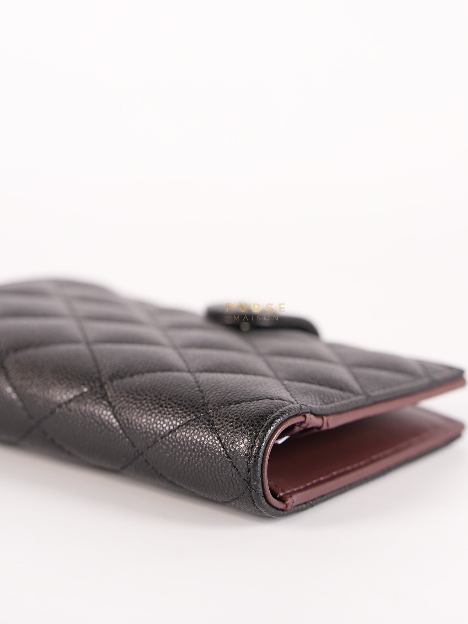 Passport Holder Black in Caviar Leather and Light Gold Hardware (Microchip) | Purse Maison Luxury Bags Shop