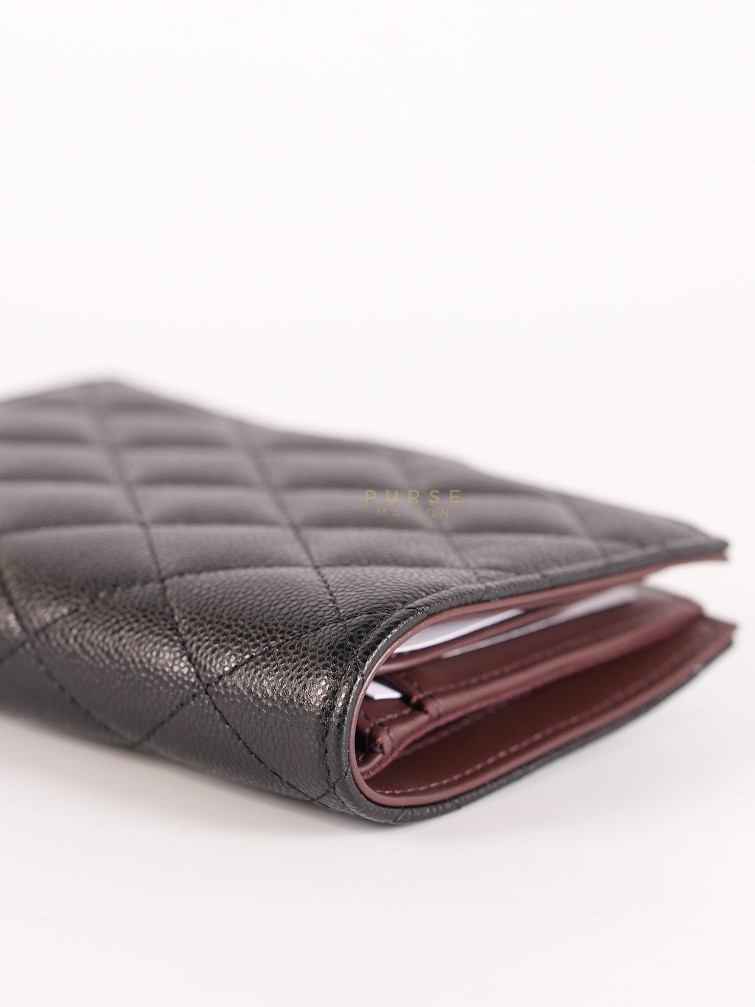 Passport Holder Black in Caviar Leather and Light Gold Hardware (Microchip) | Purse Maison Luxury Bags Shop