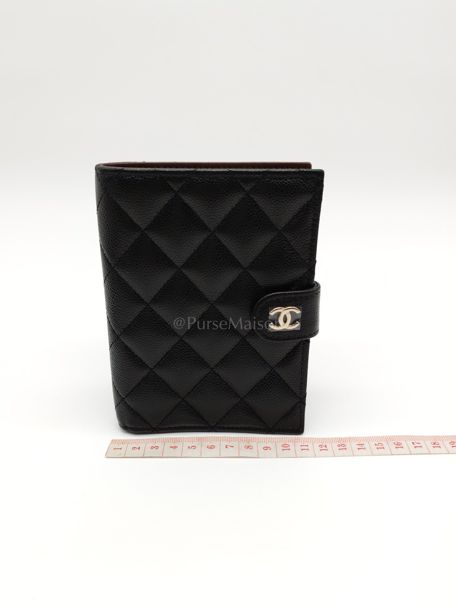 Passport Holder in Black Caviar Leather and Light Gold Hardware (Microchip) HA****EK | Purse Maison Luxury Bags Shop