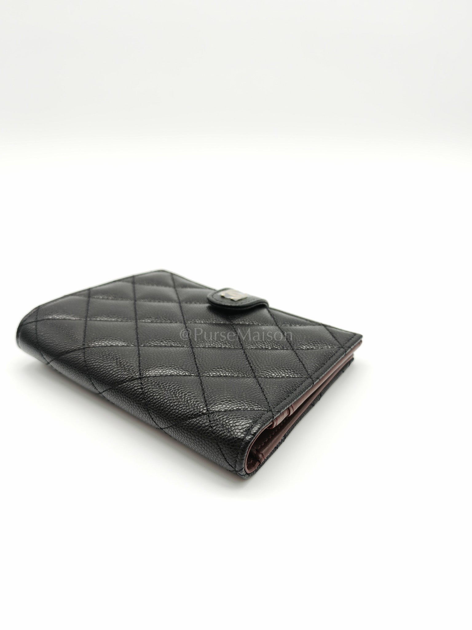 Passport Holder in Black Caviar Leather and Light Gold Hardware (Microchip) HA****EK | Purse Maison Luxury Bags Shop