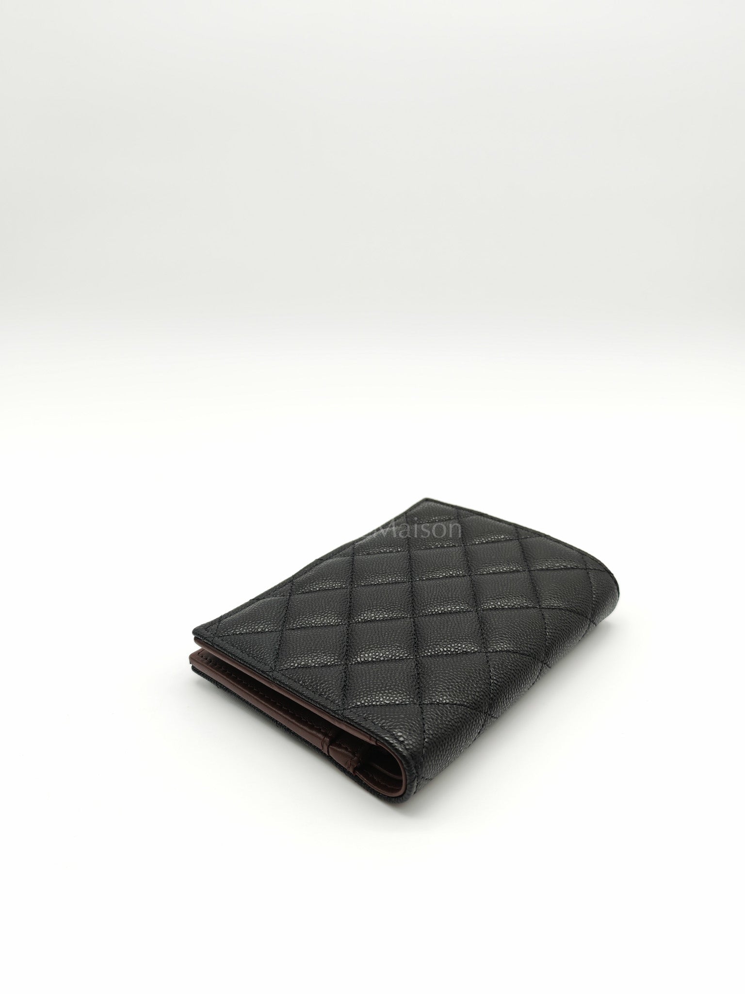 Passport Holder in Black Caviar Leather and Light Gold Hardware (Microchip) PT****7C | Purse Maison Luxury Bags Shop