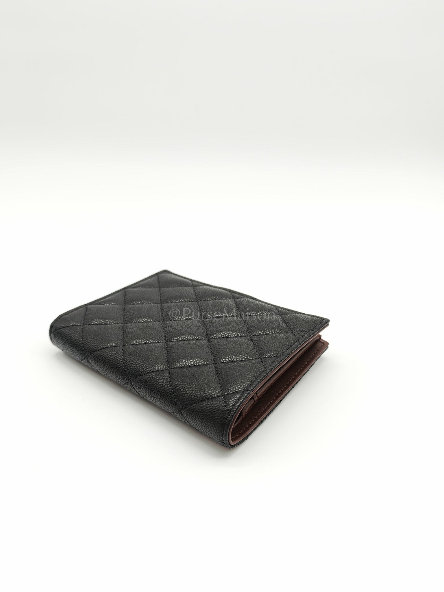 Passport Holder in Black Caviar Leather and Light Gold Hardware (Microchip) PT****7C | Purse Maison Luxury Bags Shop