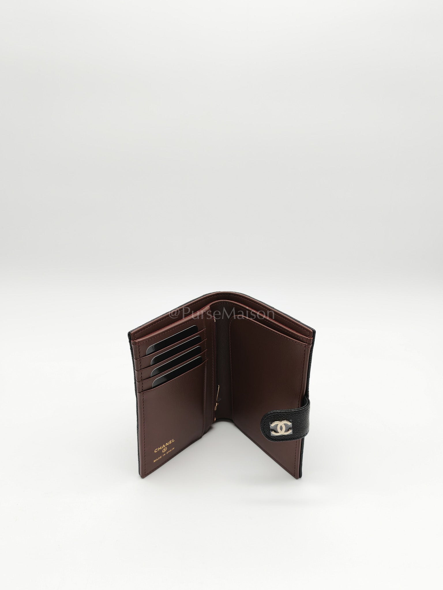 Passport Holder in Black Caviar Leather and Light Gold Hardware (Microchip) PT****7C | Purse Maison Luxury Bags Shop