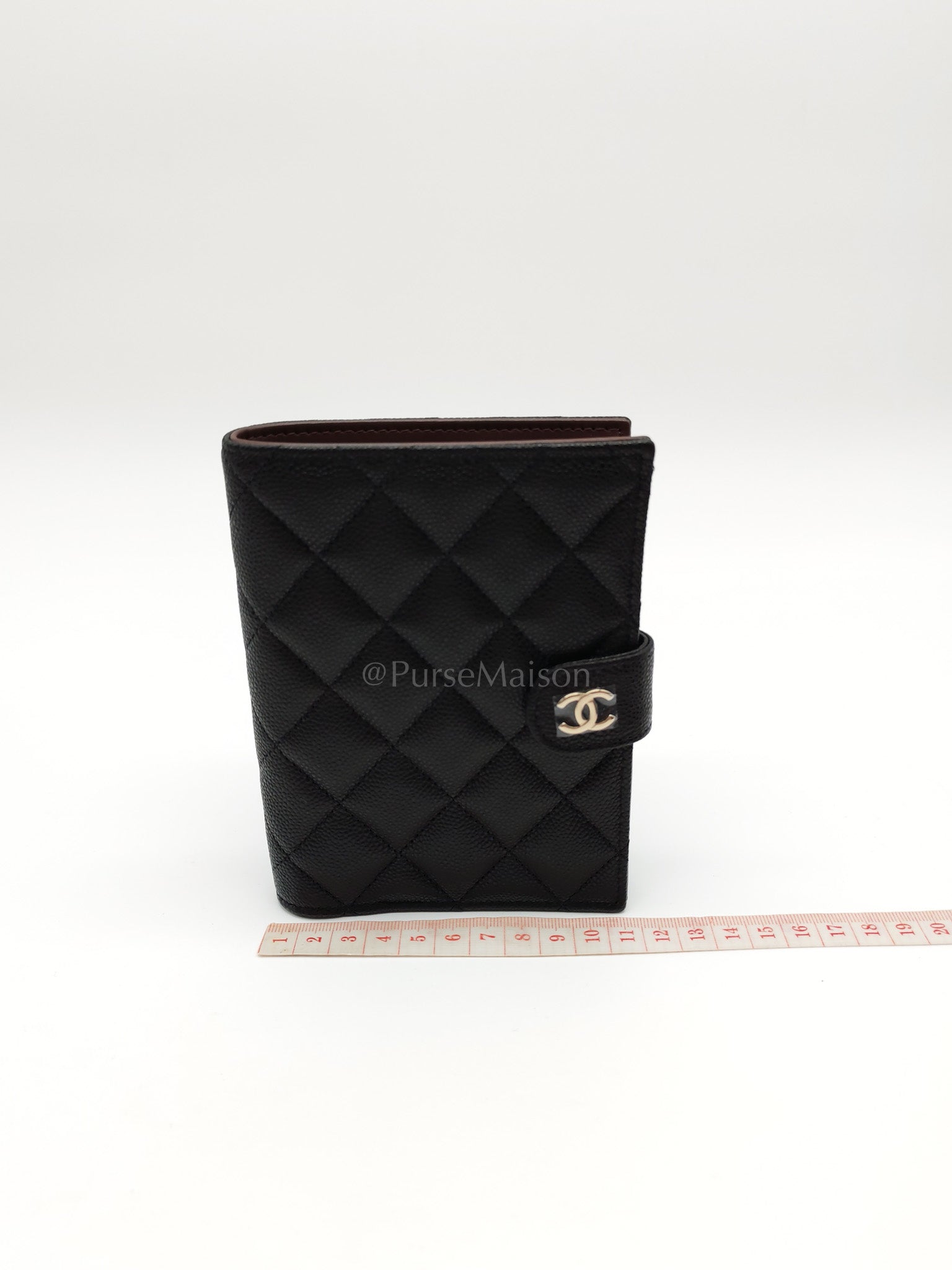 Passport Holder in Black Caviar Leather and Light Gold Hardware (Microchip) PT****7C | Purse Maison Luxury Bags Shop