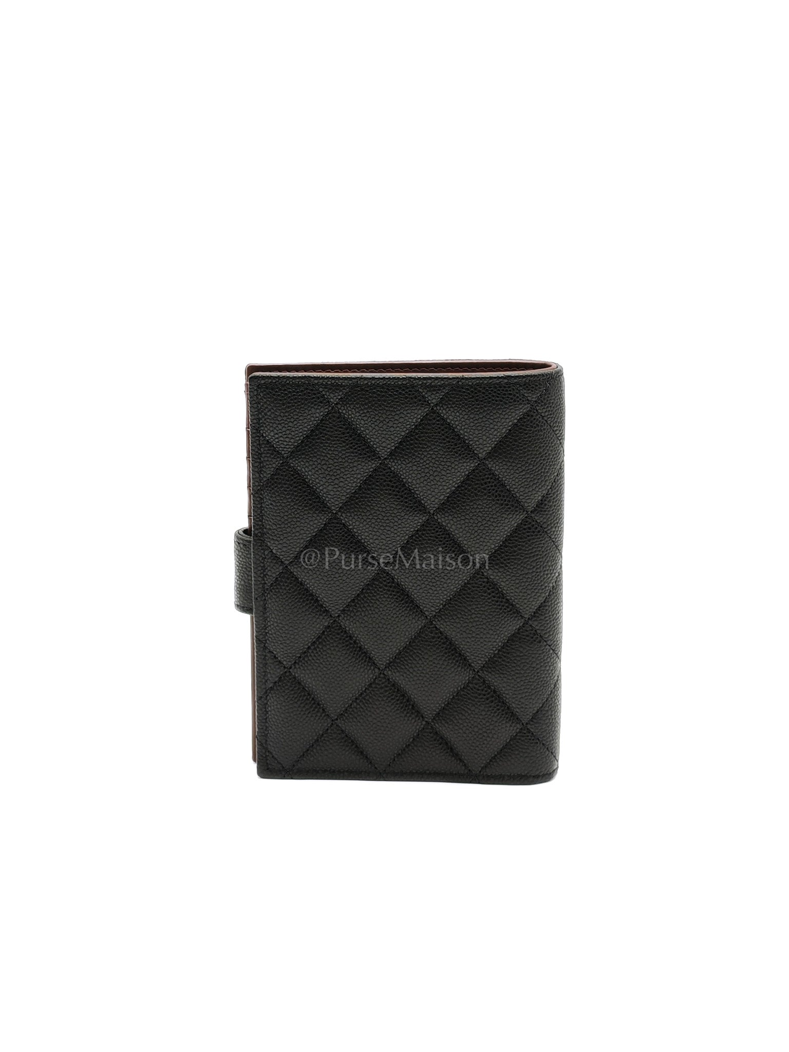 Passport Holder in Black Caviar Leather and Light Gold Hardware (Microchip) PT****7C | Purse Maison Luxury Bags Shop