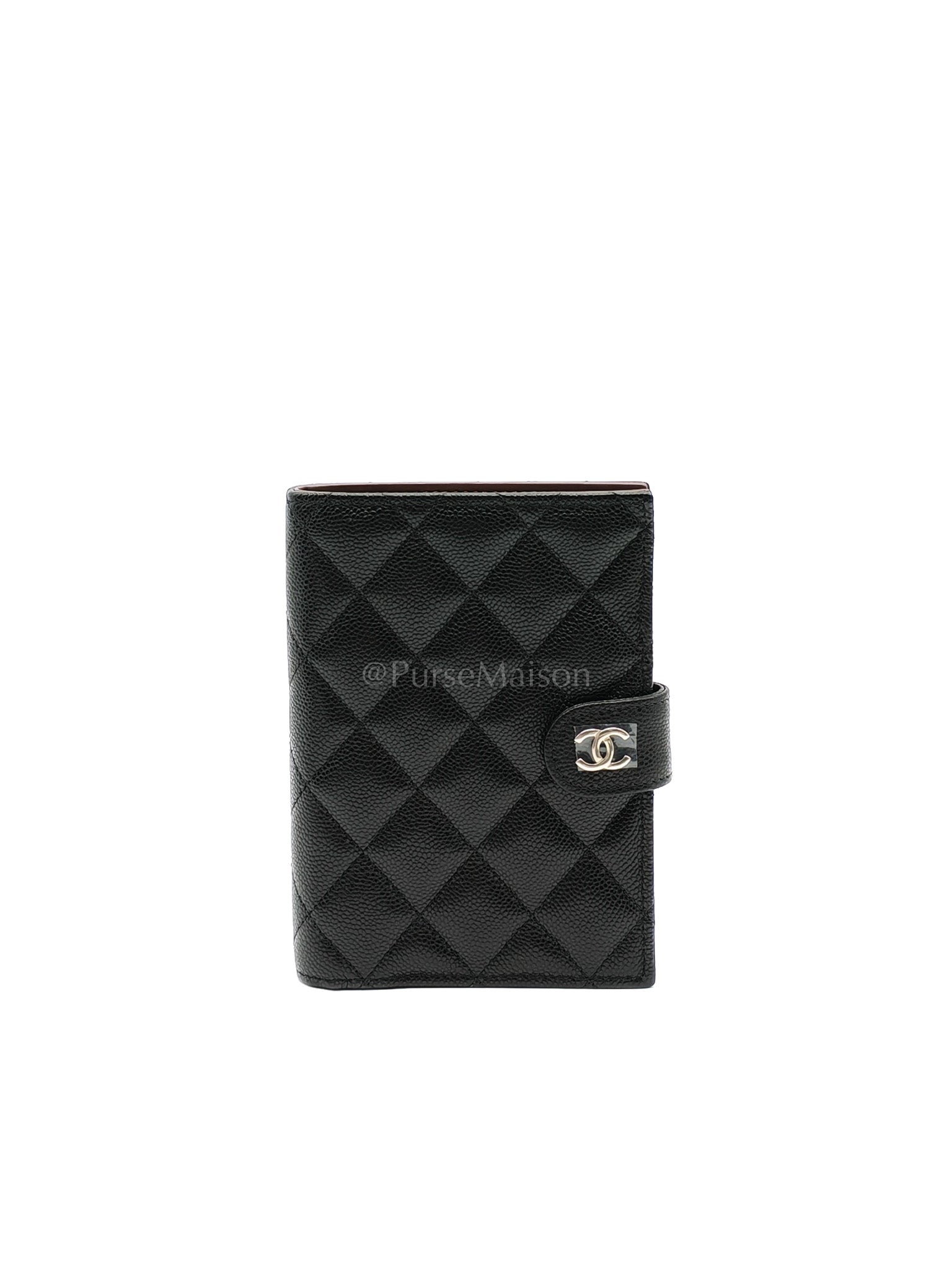 Passport Holder in Black Caviar Leather and Light Gold Hardware (Microchip) TK****2G | Purse Maison Luxury Bags Shop