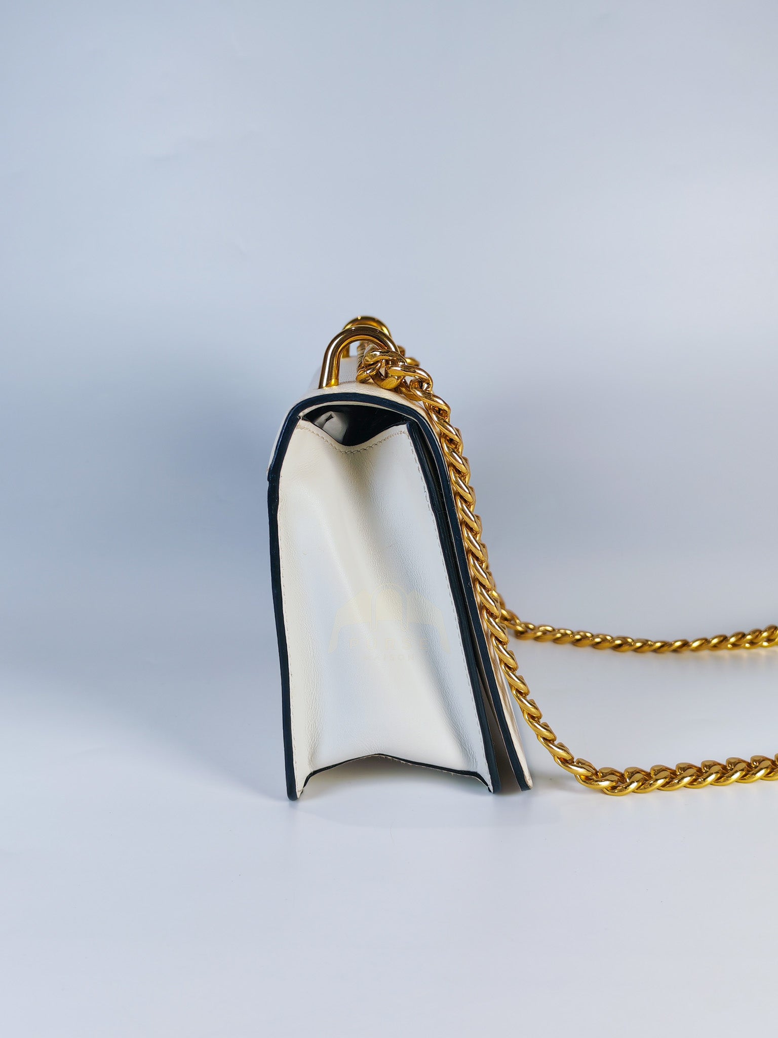 Pattina in Bianco Saffiano Leather Chain Shoulder Bag | Purse Maison Luxury Bags Shop