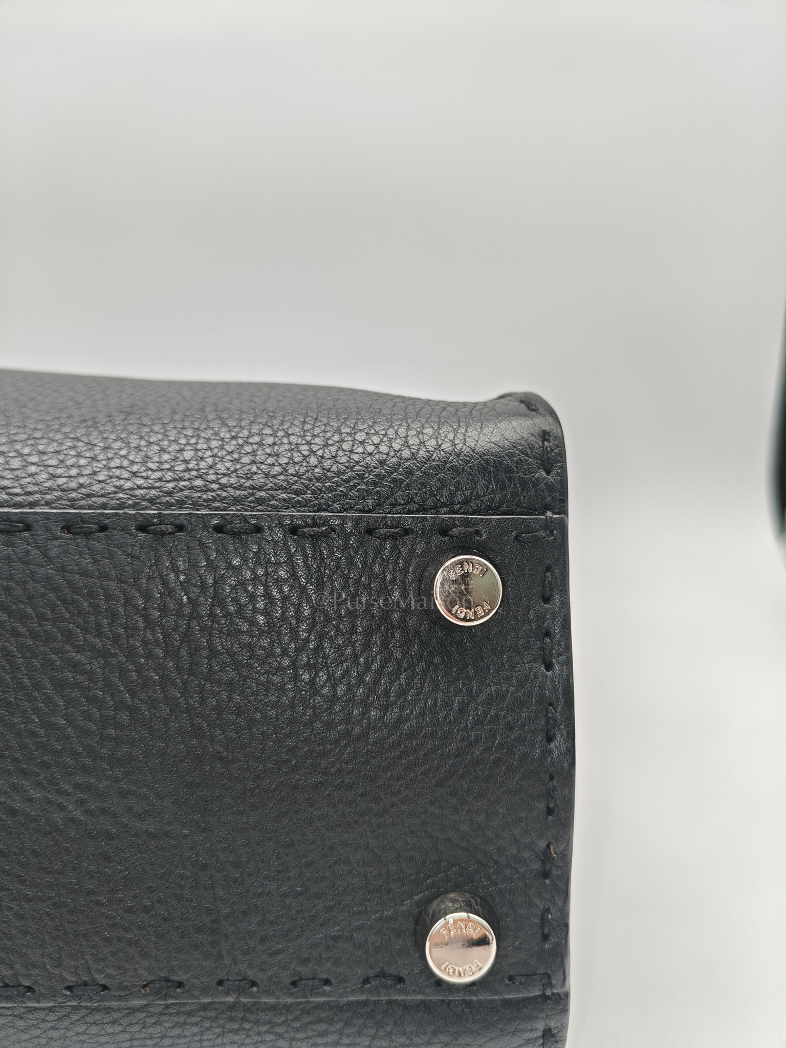 Fendi Peekaboo Medium in Black Grained Leather Silver Hardware