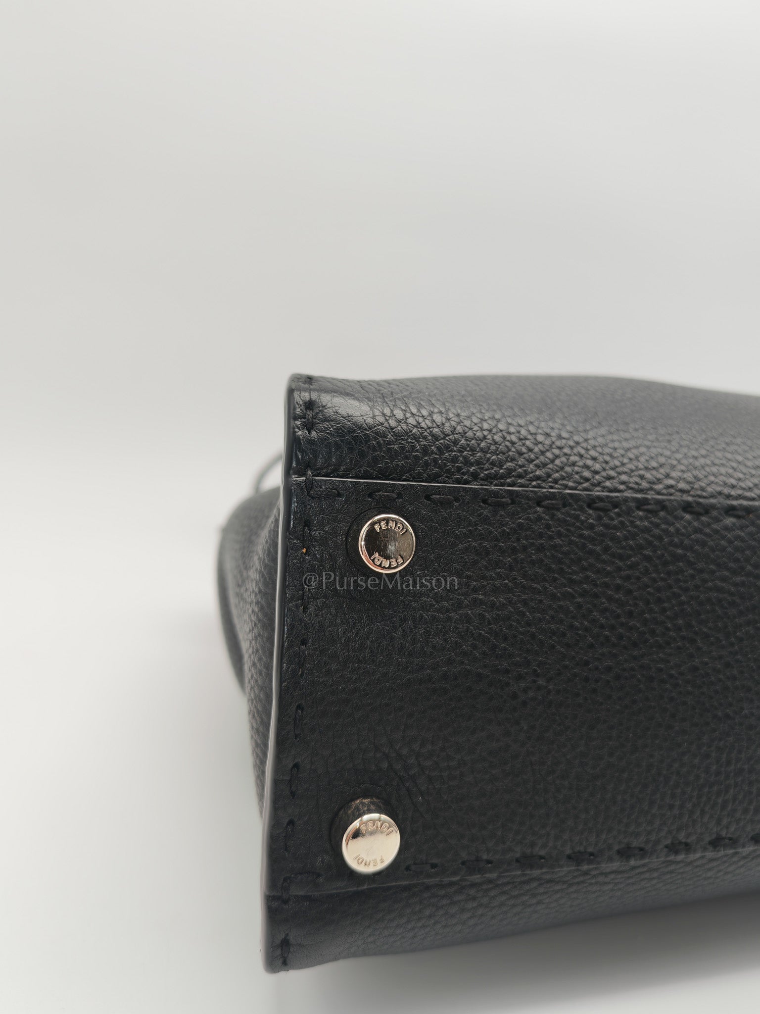 Fendi Peekaboo Medium in Black Grained Leather Silver Hardware