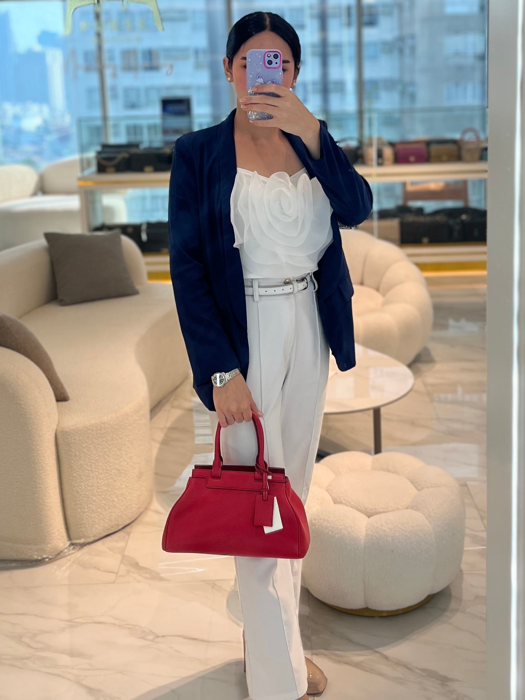 Pauline Bag Petit in Red Grained Taurillon Leather | Purse Maison Luxury Bags Shop