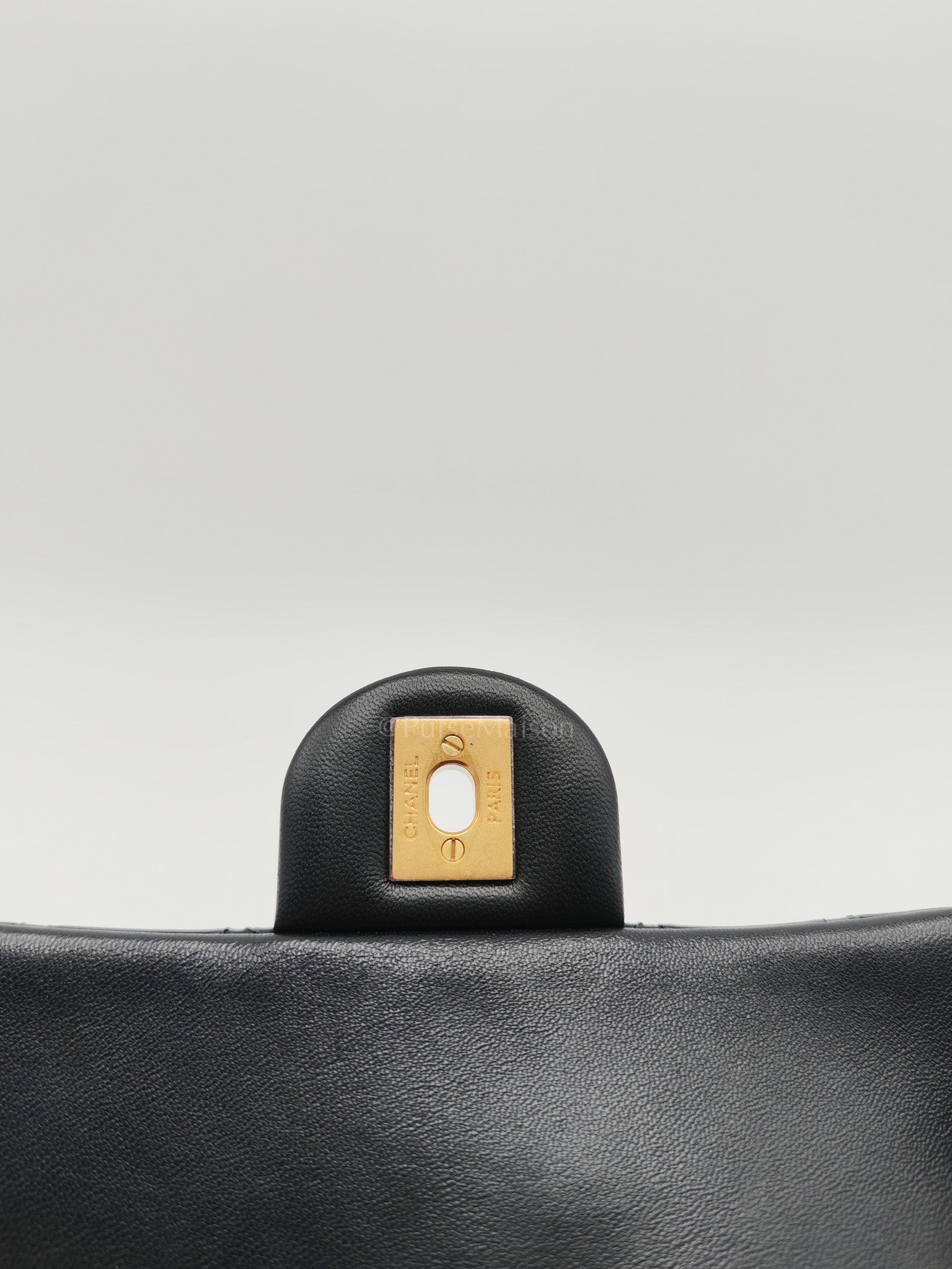 Mini Rectangle Pearl Crush in Black Lambskin Leather & Aged Gold Hardware (Microchip)