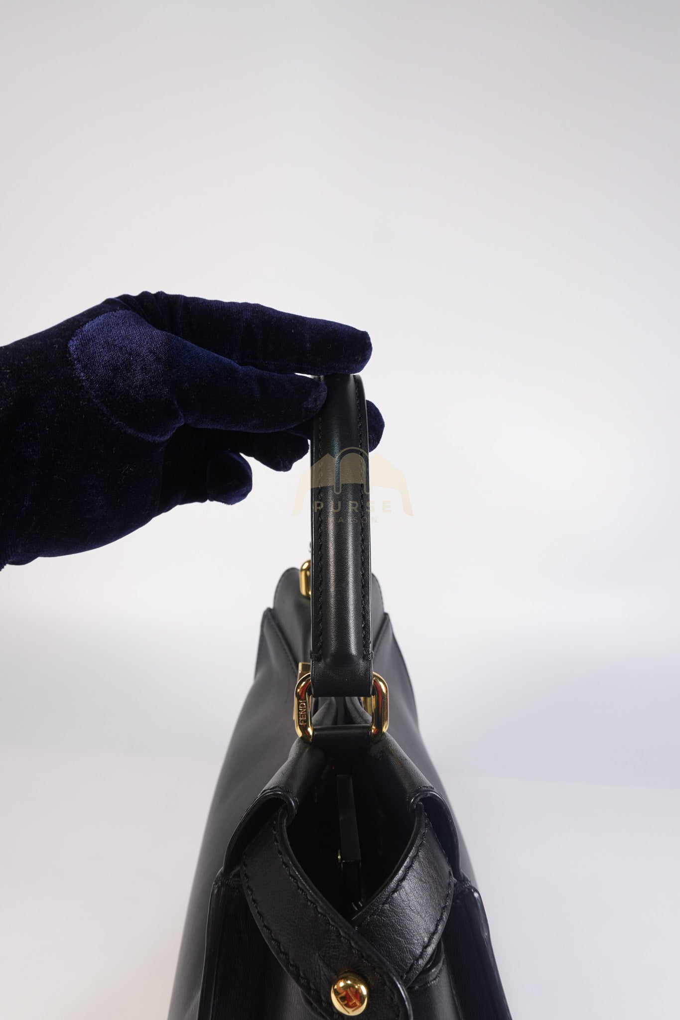 Peekaboo Hand Bag Medium in Black Shiny Calfskin Leather | Purse Maison Luxury Bags Shop