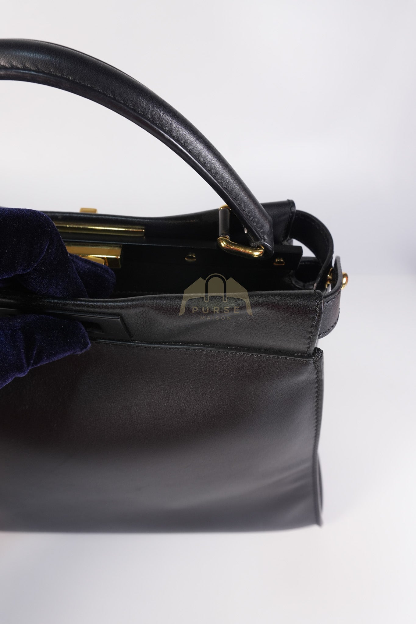 Peekaboo Hand Bag Medium in Black Shiny Calfskin Leather | Purse Maison Luxury Bags Shop