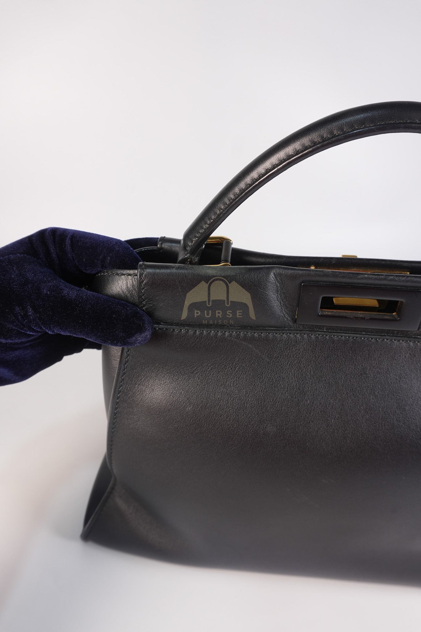 Peekaboo Hand Bag Medium in Black Shiny Calfskin Leather | Purse Maison Luxury Bags Shop