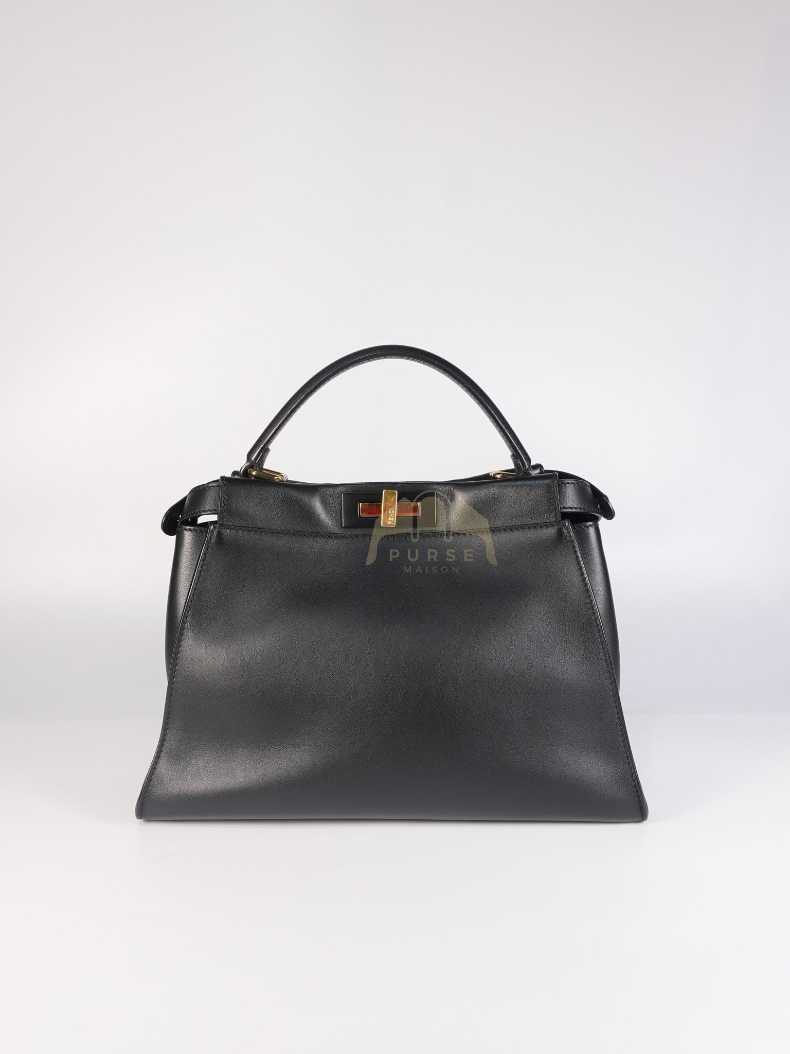 Peekaboo Hand Bag Medium in Black Shiny Calfskin Leather | Purse Maison Luxury Bags Shop