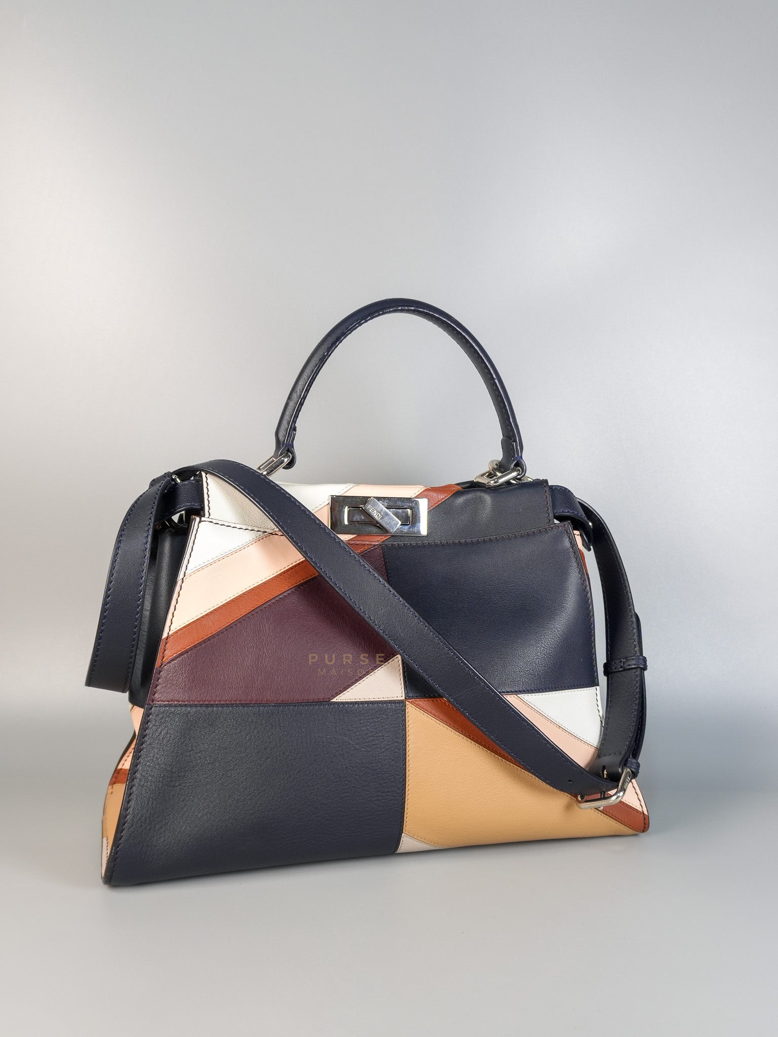 Peekaboo Iconic Satchel Medium in Night Blue Multicolor | Purse Maison Luxury Bags Shop