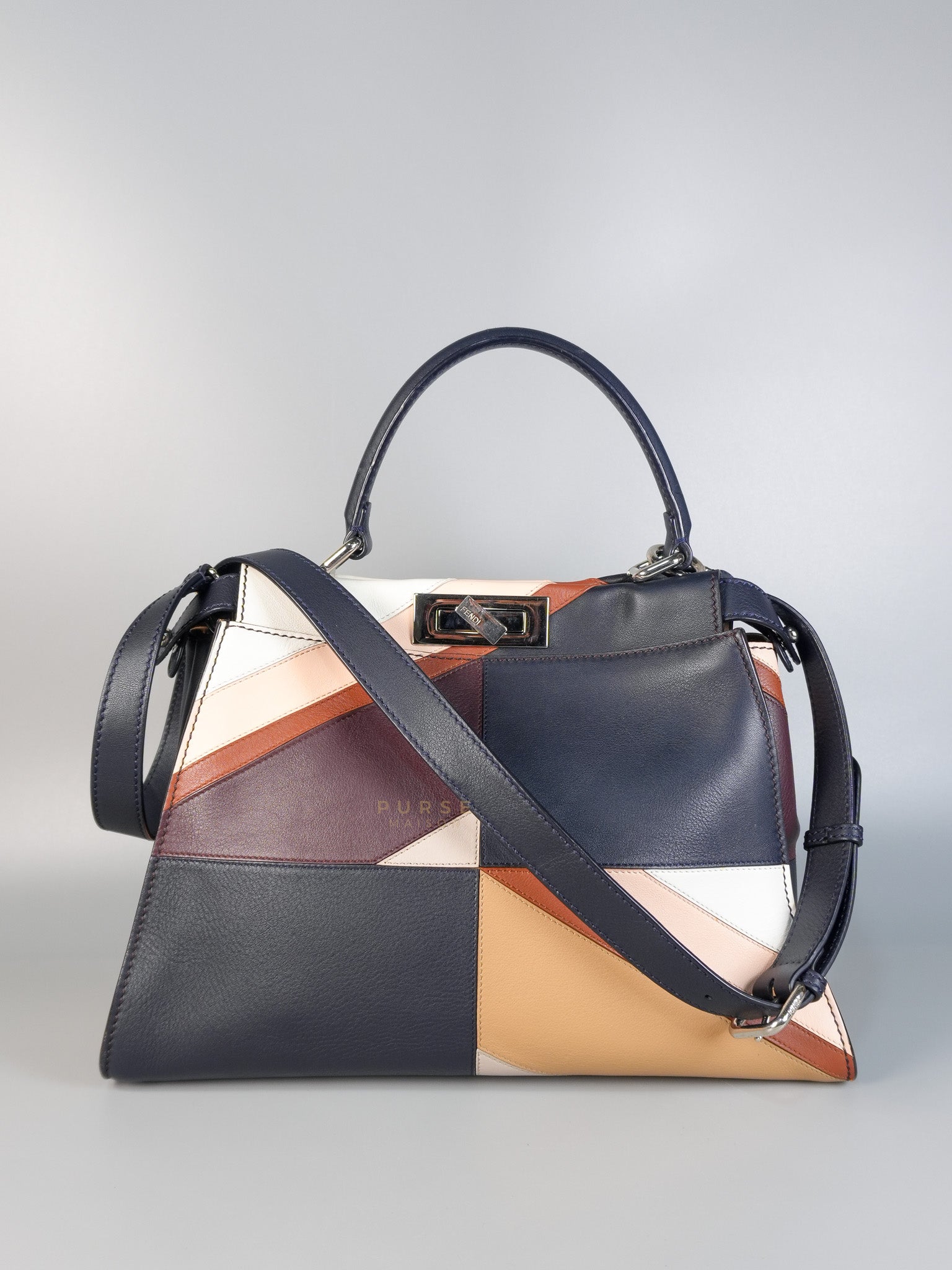 Peekaboo Iconic Satchel Medium in Night Blue Multicolor | Purse Maison Luxury Bags Shop
