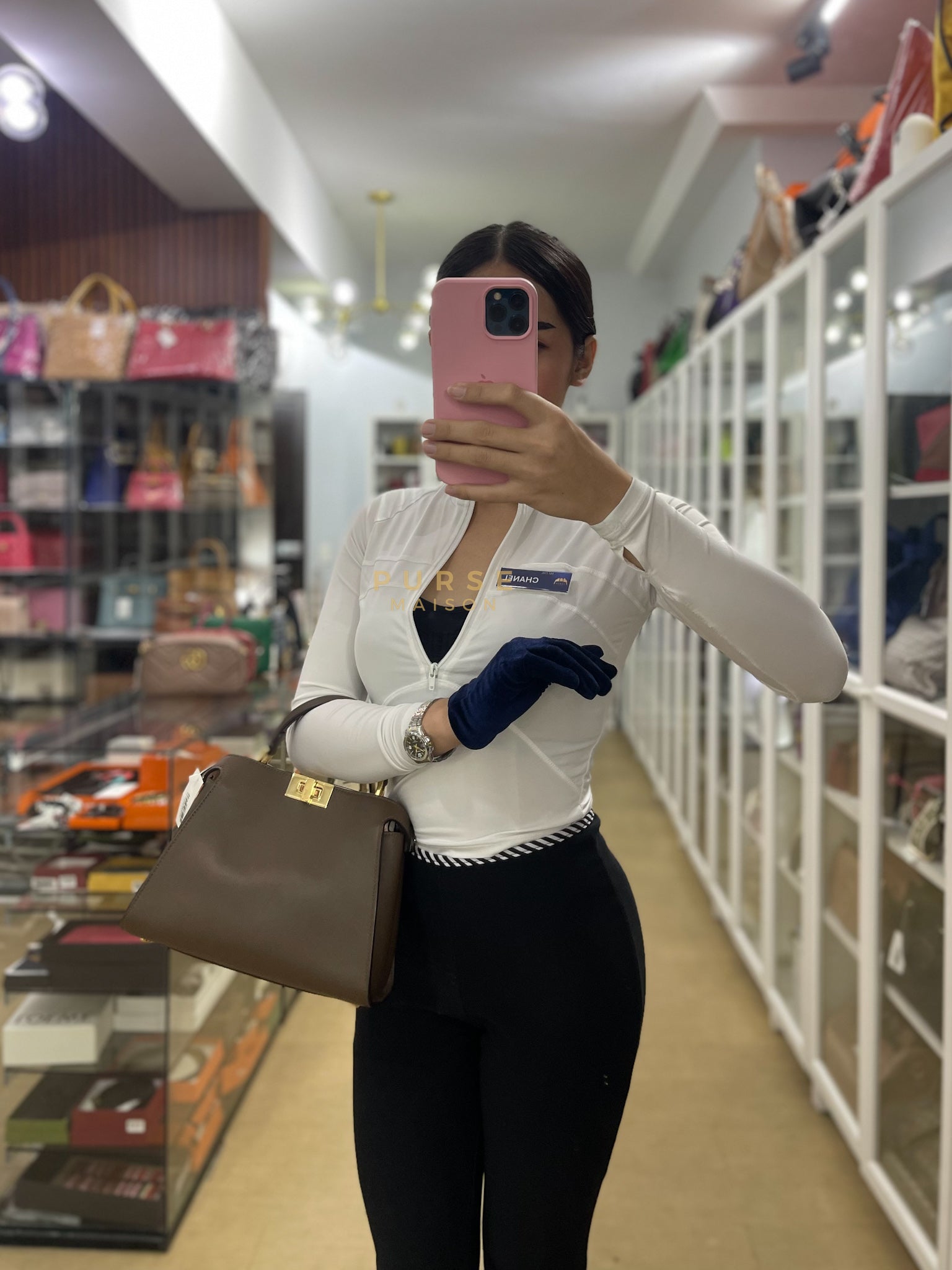 Peekaboo IseeU Small in Brown Calfskin Leather | Purse Maison Luxury Bags Shop