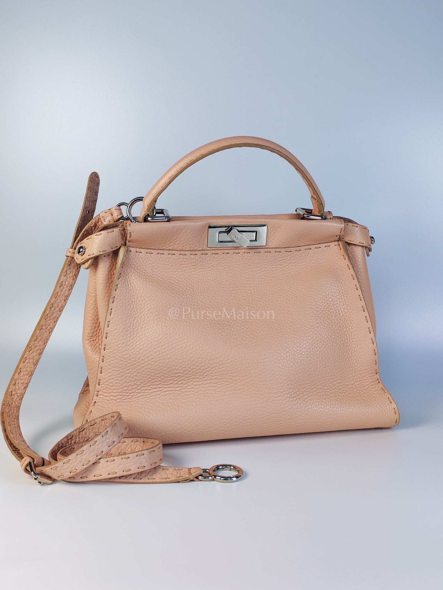 Peekaboo Medium in Cotton Candy Pink Selleria Leather Silver Harwdare | Purse Maison Luxury Bags Shop