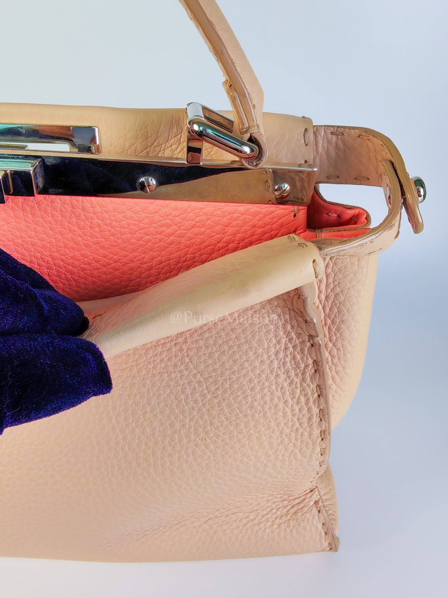 Peekaboo Medium in Cotton Candy Pink Selleria Leather Silver Harwdare | Purse Maison Luxury Bags Shop