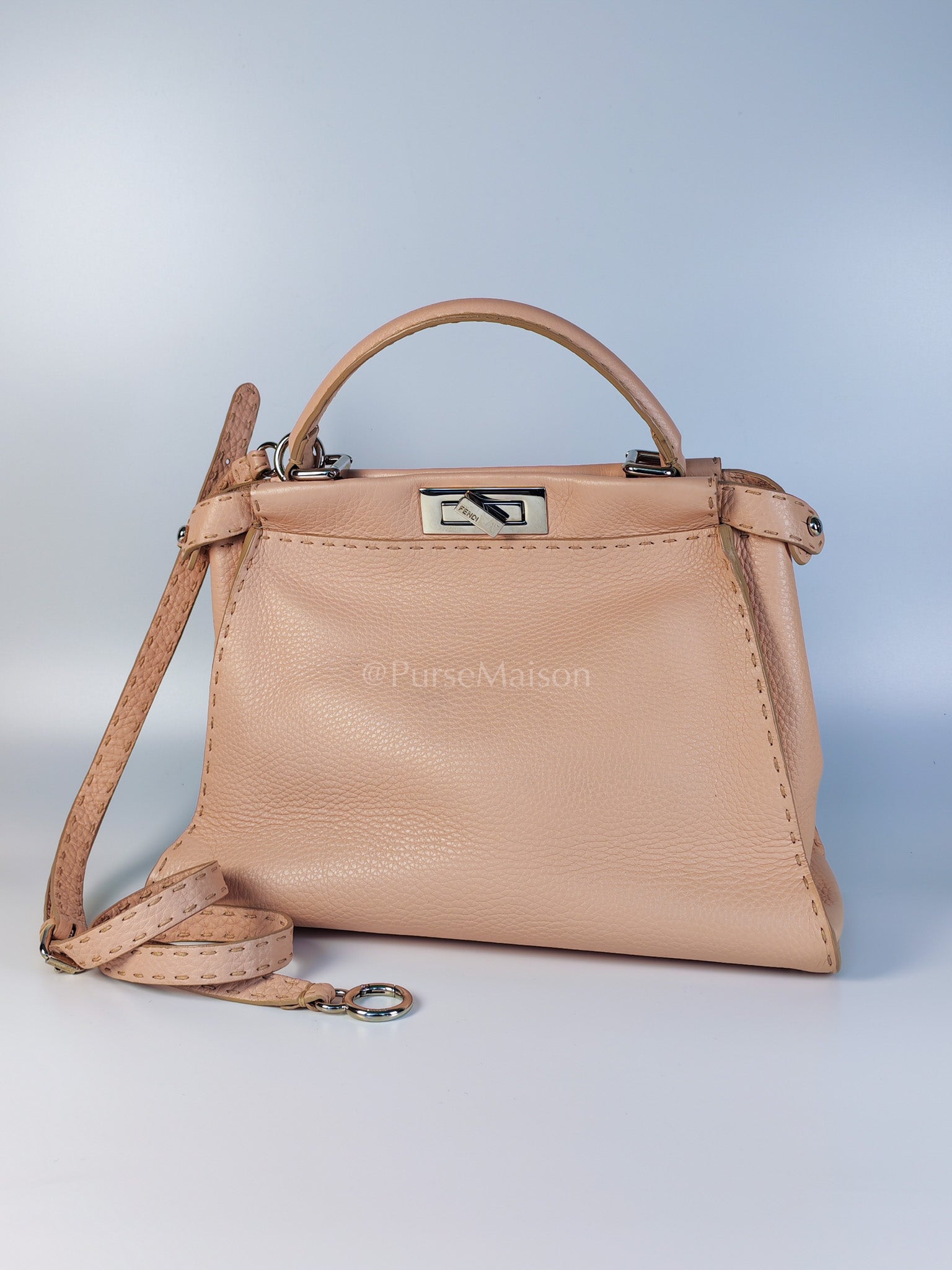 Peekaboo Medium in Cotton Candy Pink Selleria Leather Silver Harwdare | Purse Maison Luxury Bags Shop