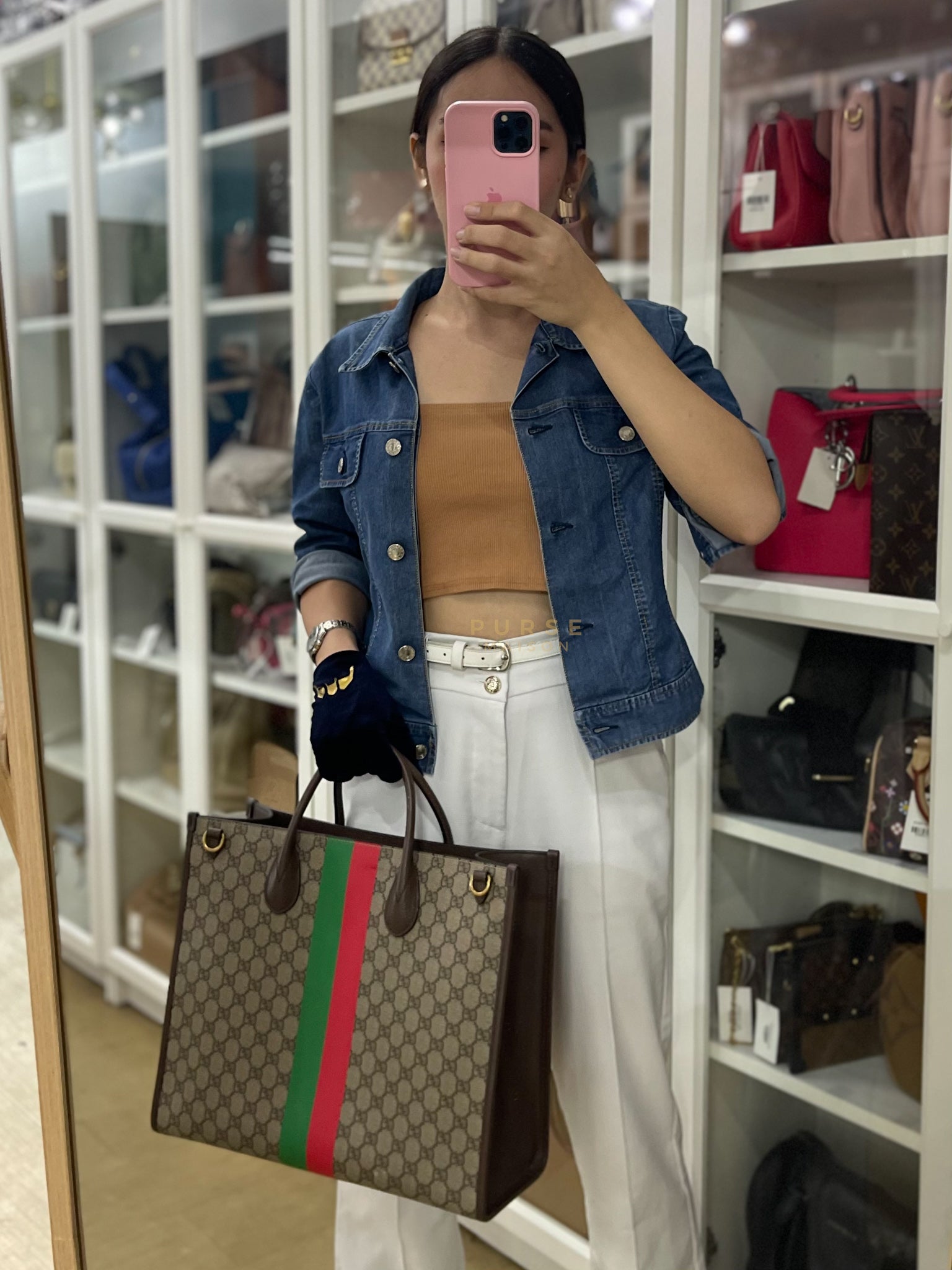 Pelle Grigio Supreme Monogram Canvas Tote Bag | Purse Maison Luxury Bags Shop