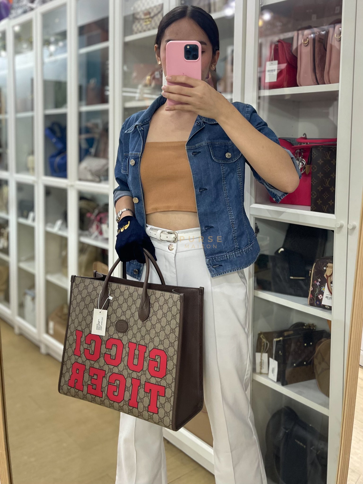 Pelle Grigio Supreme Monogram Canvas Tote Bag | Purse Maison Luxury Bags Shop