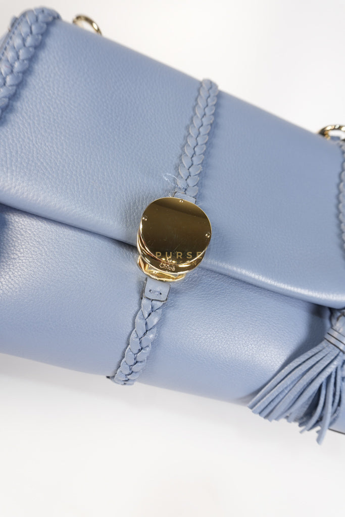 Penelope Medium in Blue-Grey Calfskin Leather Cross Body Bag | Purse Maison Luxury Bags Shop