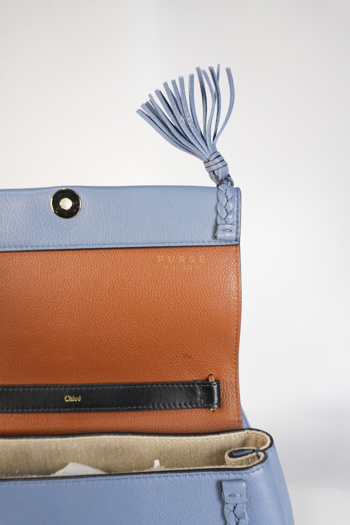 Penelope Medium in Blue-Grey Calfskin Leather Cross Body Bag | Purse Maison Luxury Bags Shop