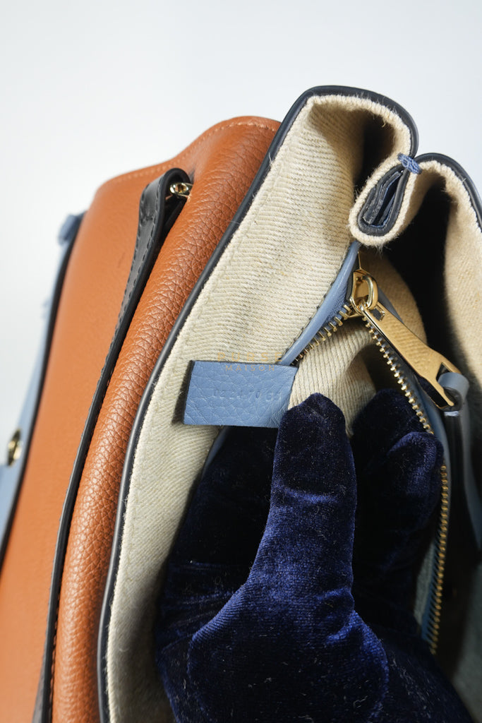 Penelope Medium in Blue-Grey Calfskin Leather Cross Body Bag | Purse Maison Luxury Bags Shop