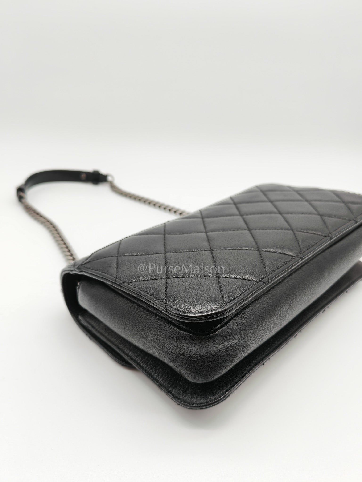 Perfect Edge Flap in Quilted Goatskin Leather and Ruthenium Hardware Series 21 | Purse Maison Luxury Bags Shop