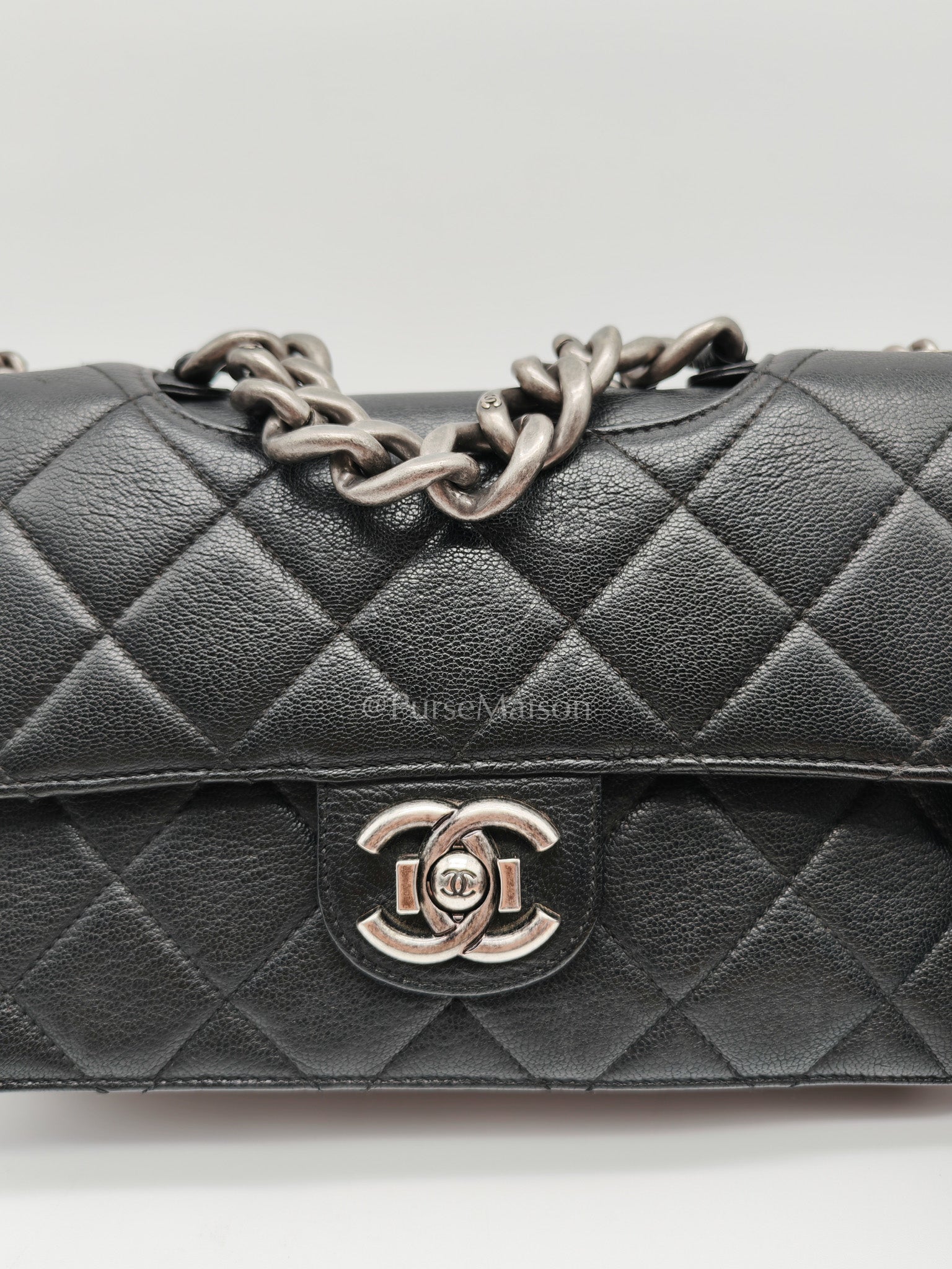 Perfect Edge Flap in Quilted Goatskin Leather and Ruthenium Hardware Series 21 | Purse Maison Luxury Bags Shop