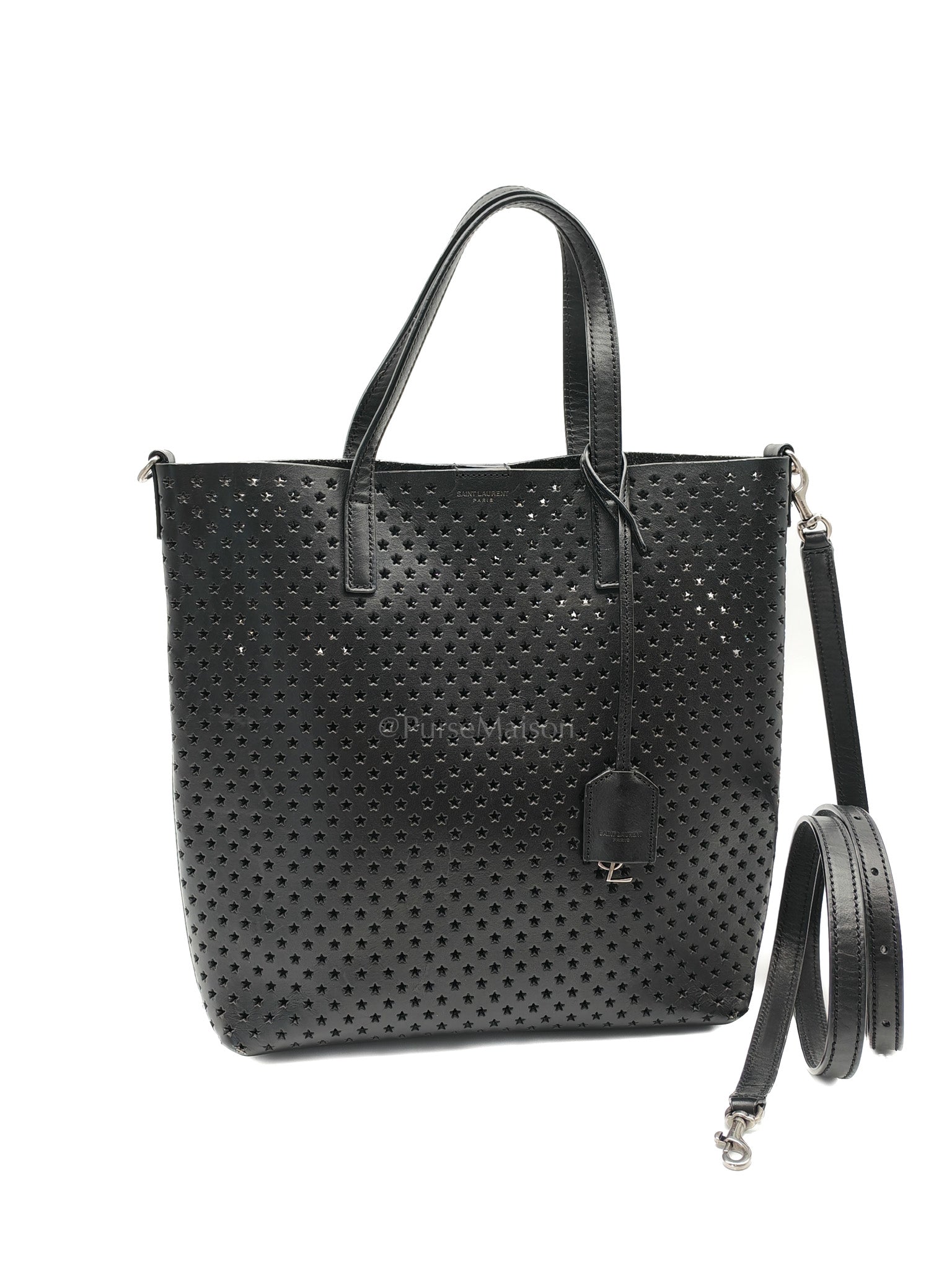 Perforated Star in Black Calfskin Leather Crossbody Bag | Purse Maison Luxury Bags Shop