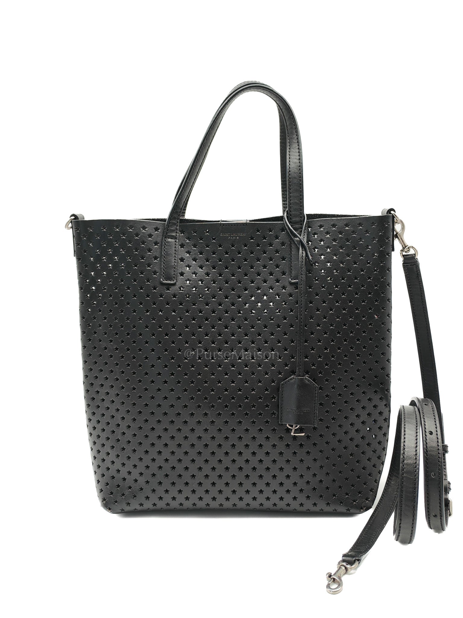 Perforated Star in Black Calfskin Leather Crossbody Bag | Purse Maison Luxury Bags Shop